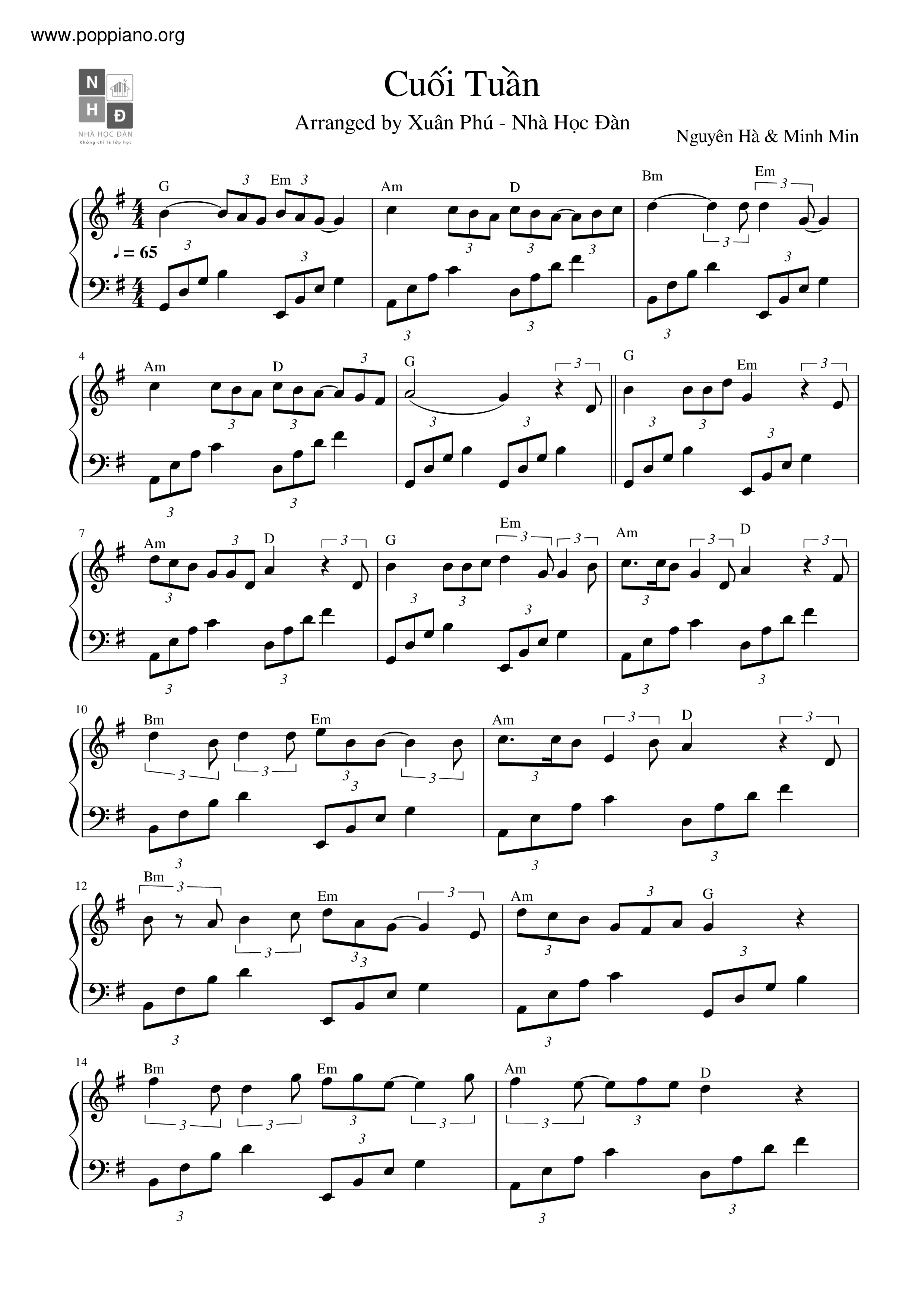 Cuối Tuần琴譜