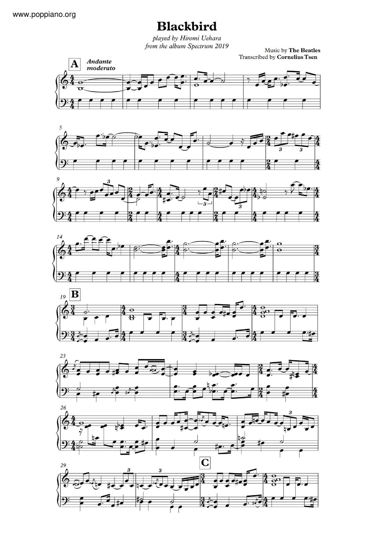 The Beatles Blackbird ピアノ譜pdf 香港ポップピアノ協会 無料pdf楽譜ダウンロード Gakufu The Beatles Blackbird ピアノ譜pdf 香港ポップピアノ協会 無料pdf楽譜ダウンロード Gakufu