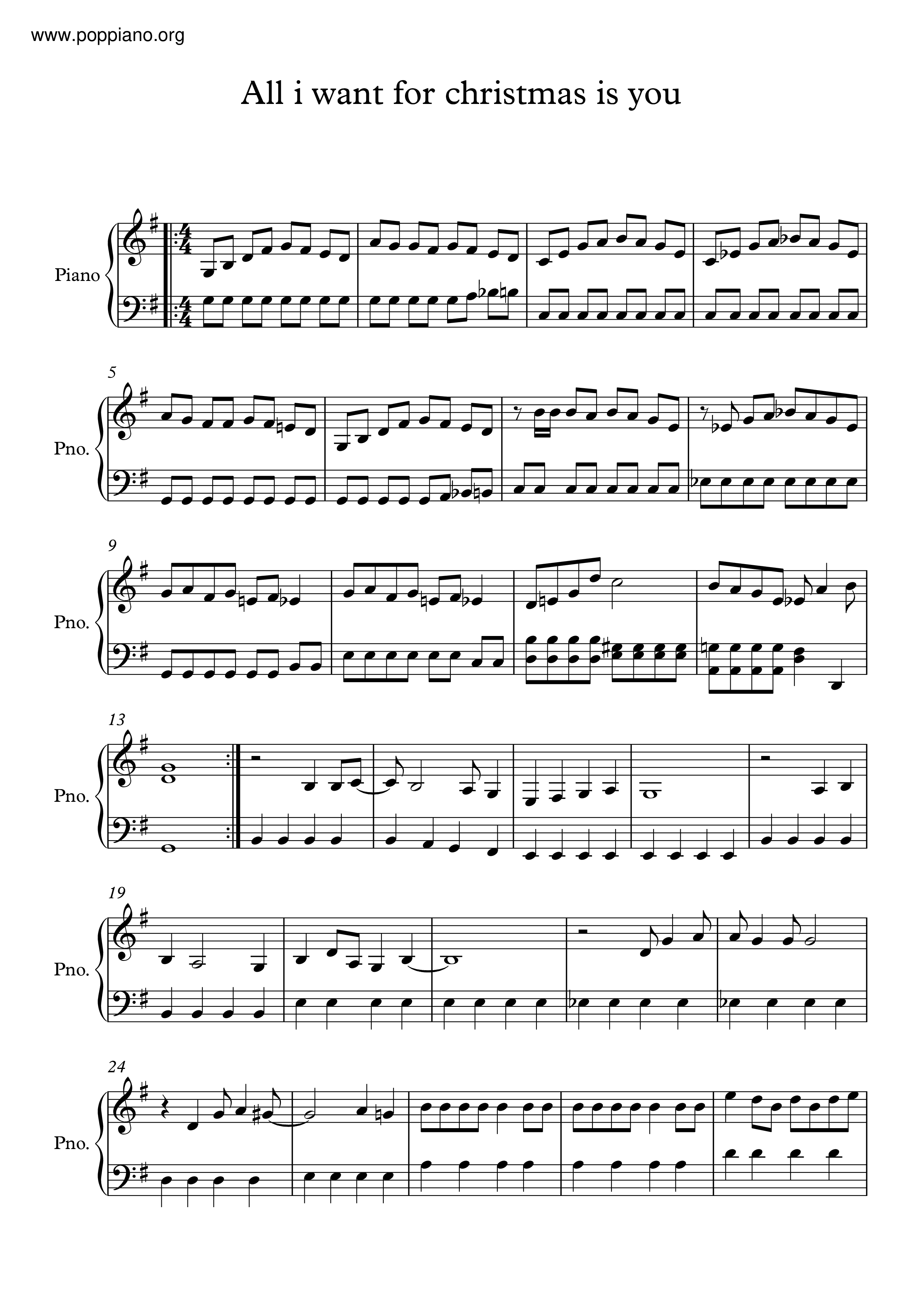 Mariah Carey All I Want For Christmas Is You Sheet Music Pdf 恋人たちのクリスマス 楽譜 Free Score Download