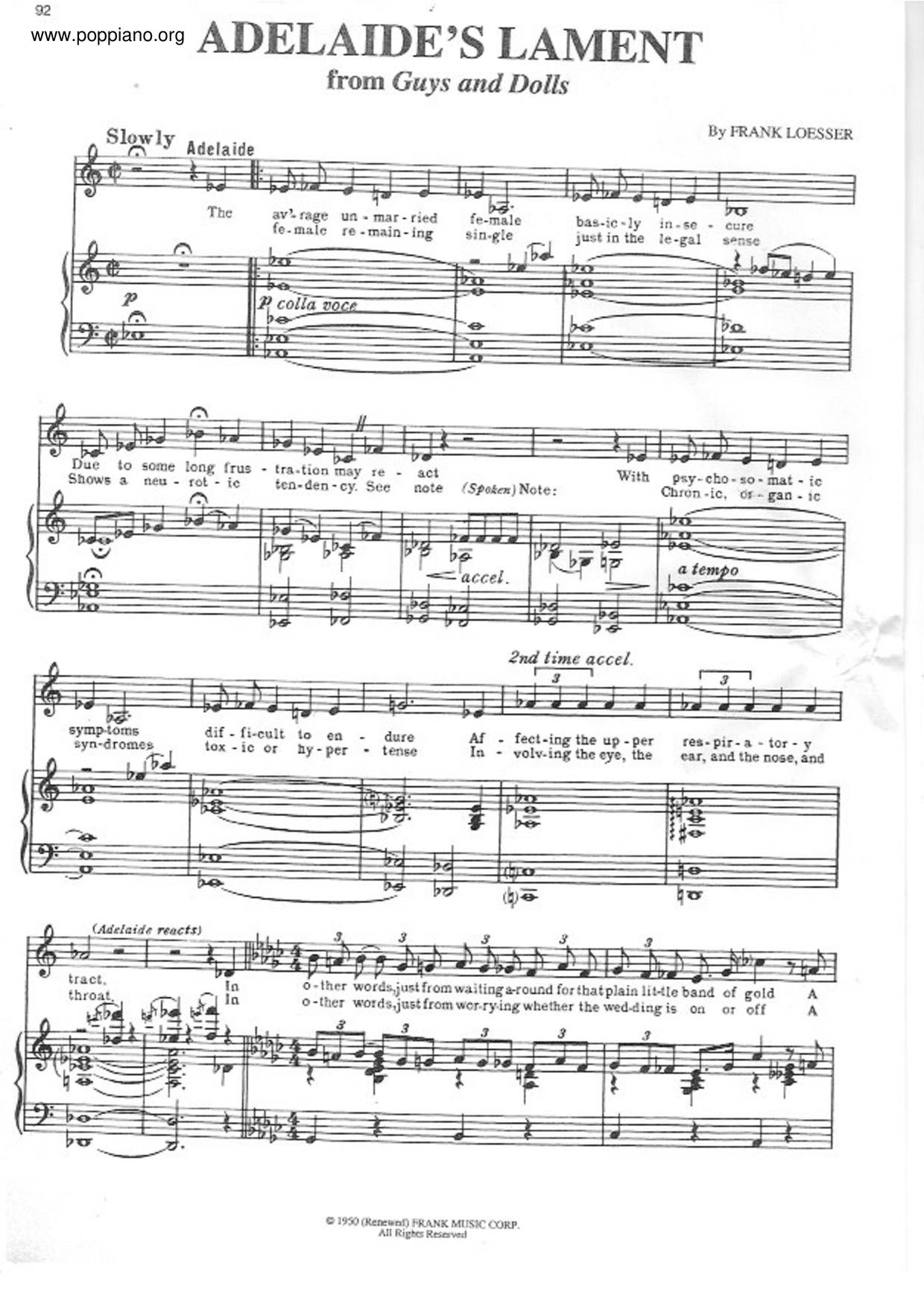 Guys And DollsAdelaide's Lament Sheet Music pdf, Free Score Download ★