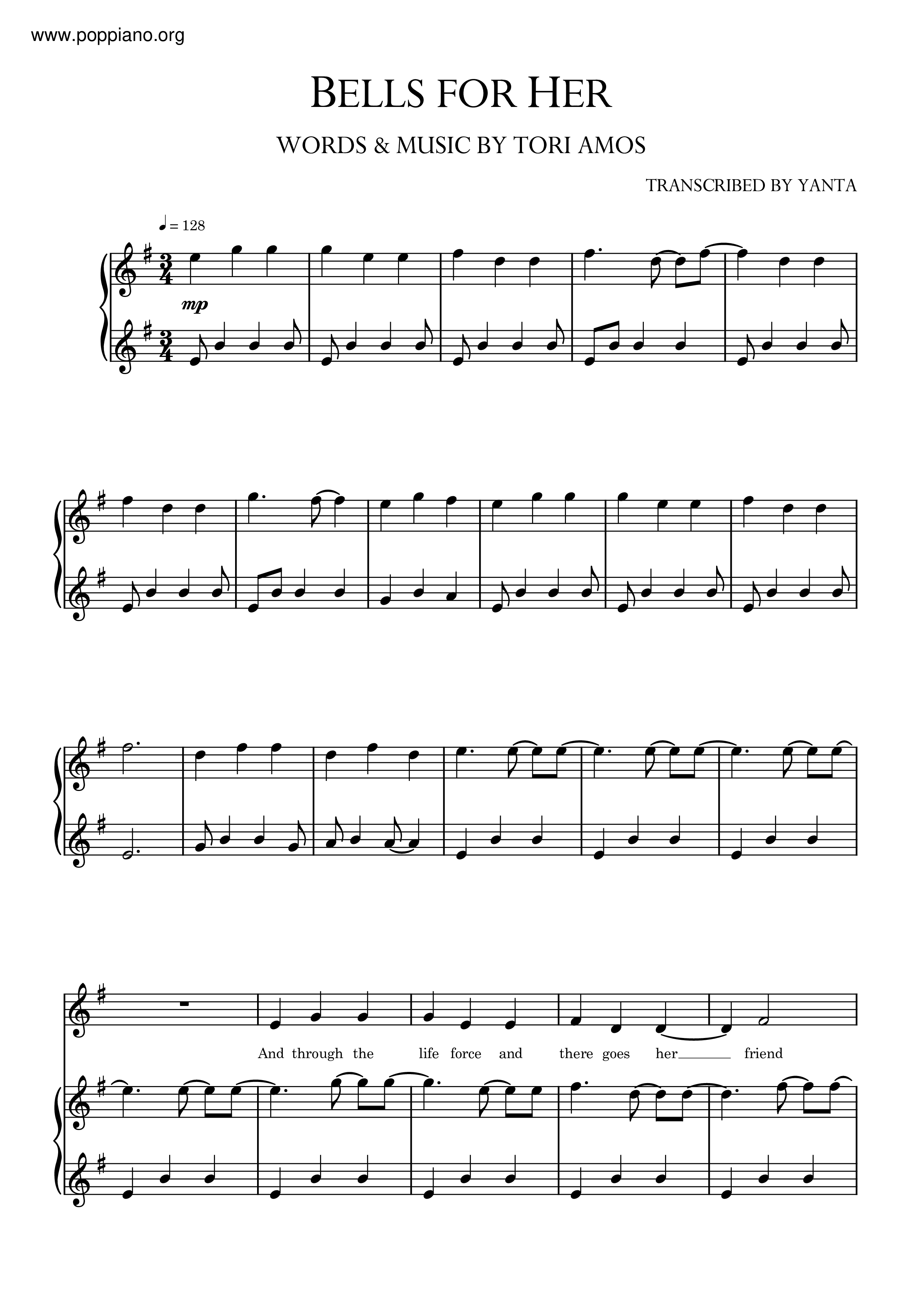 Tori AmosBells For Her Sheet Music pdf, Free Score Download ★