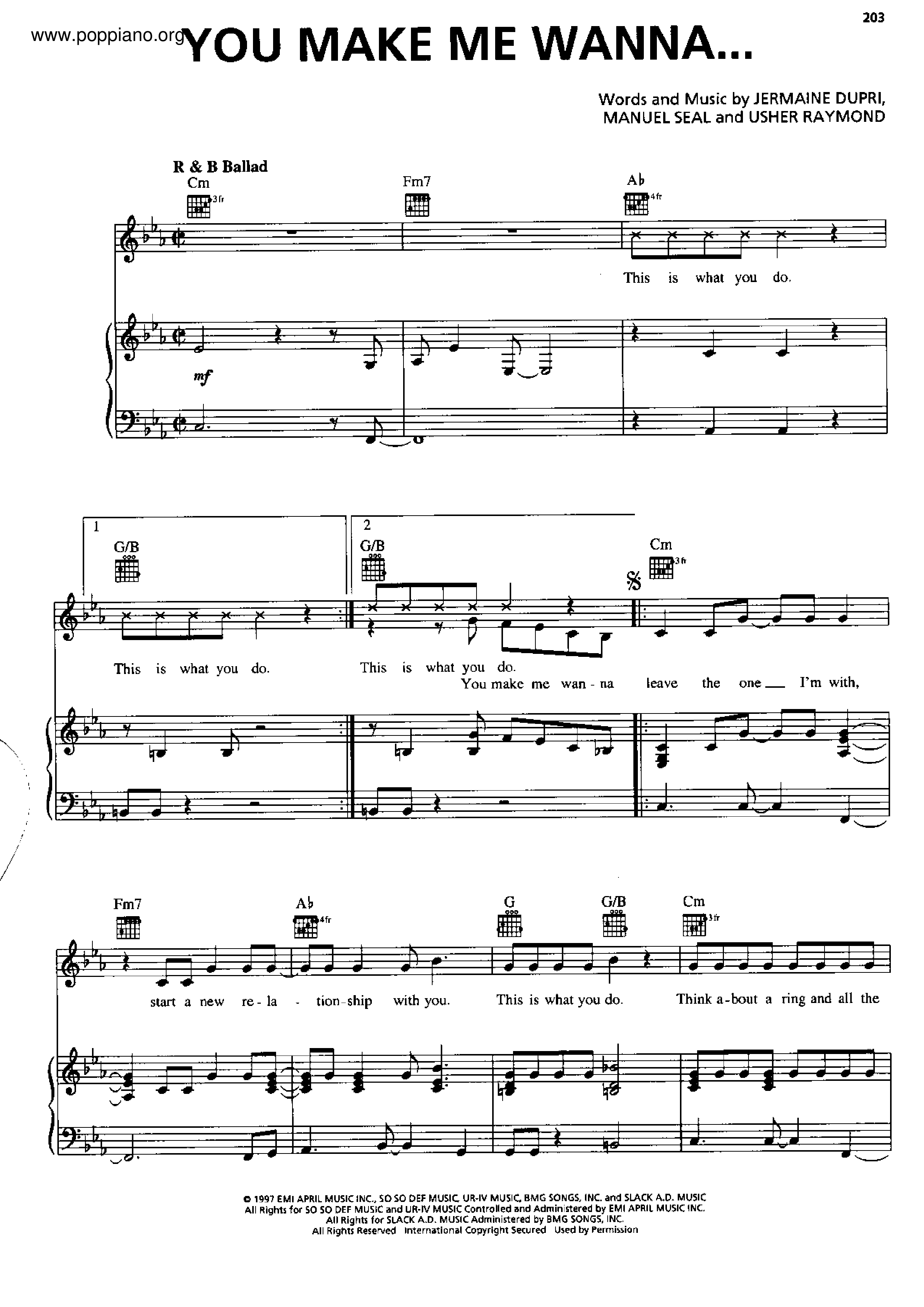 UsherYou Make Me Wanna Sheet Music pdf, Free Score Download ★