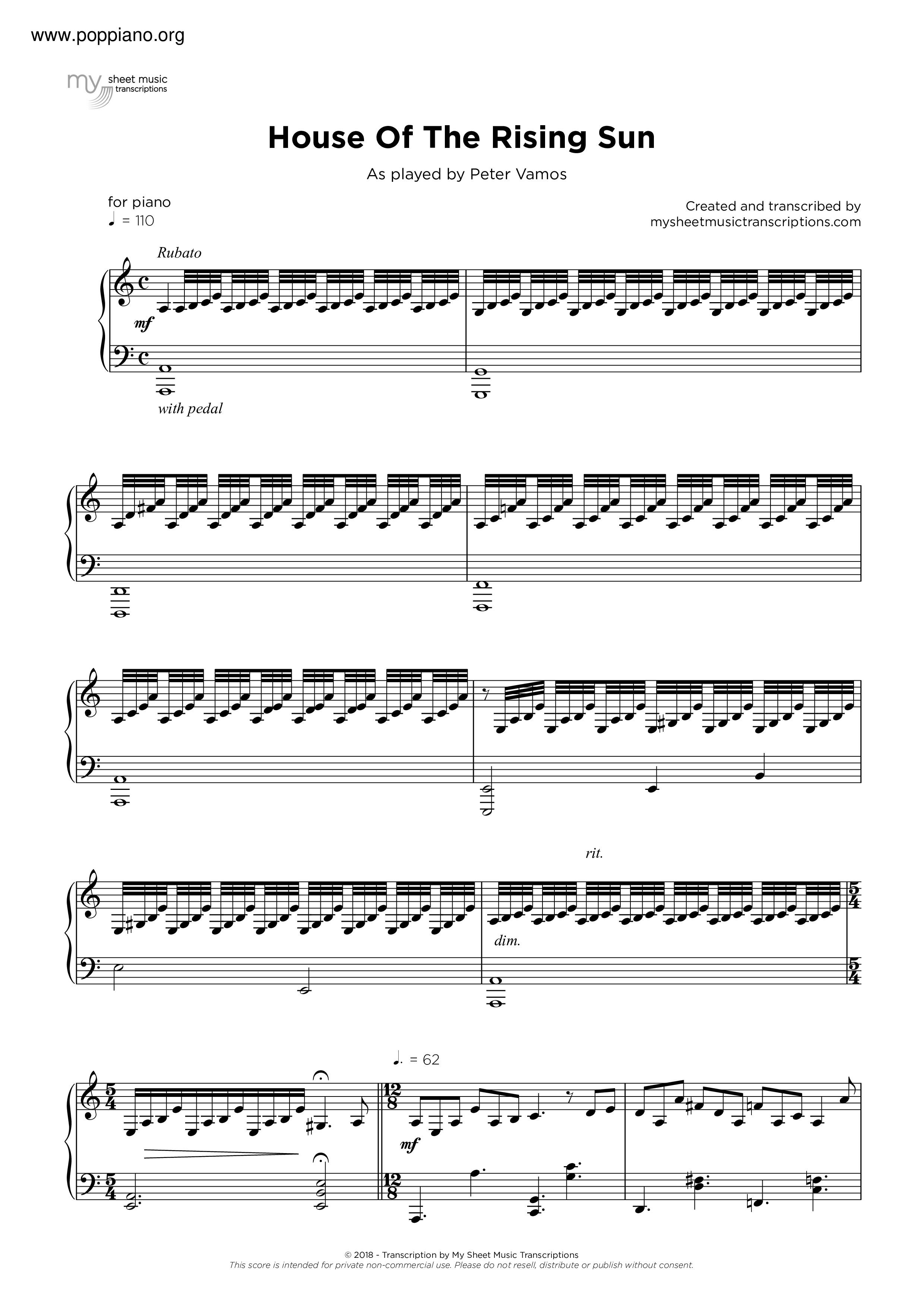 ☆ Animals-House Of The Rising Sun Sheet Music pdf, - Free Score Download ☆ ☆ Animals-House Of The Rising Sun Sheet Music pdf, - Free Score Download ☆