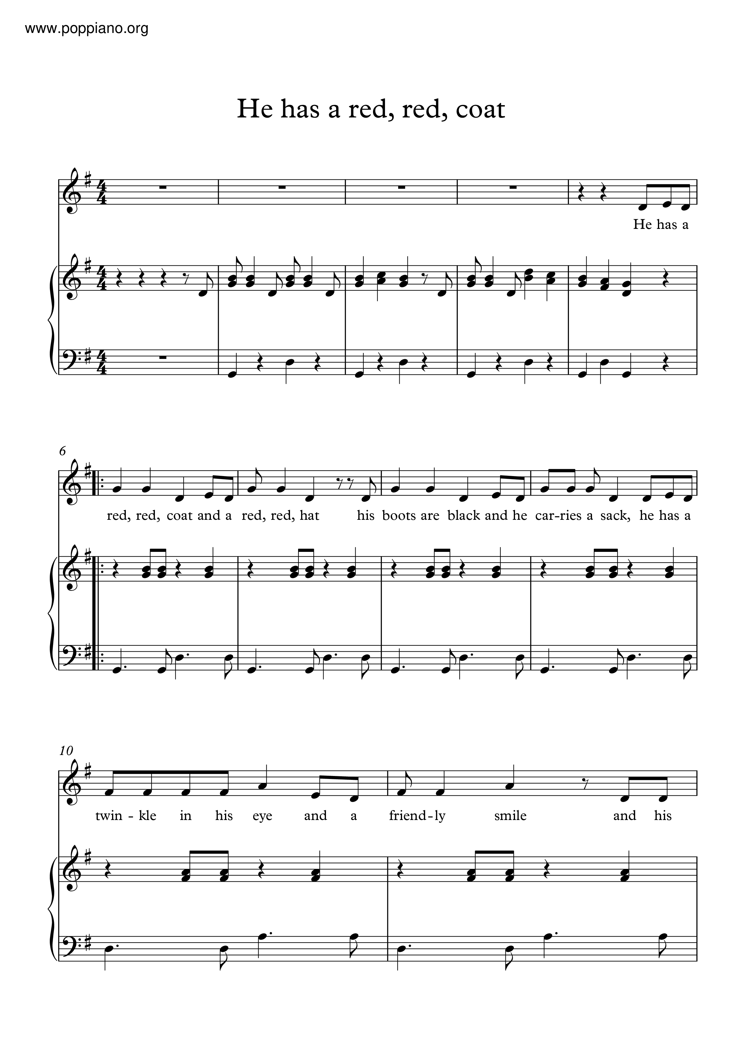 ChristmasHe Has A Red, Red, Coat Sheet Music pdf, Free Score Download ★