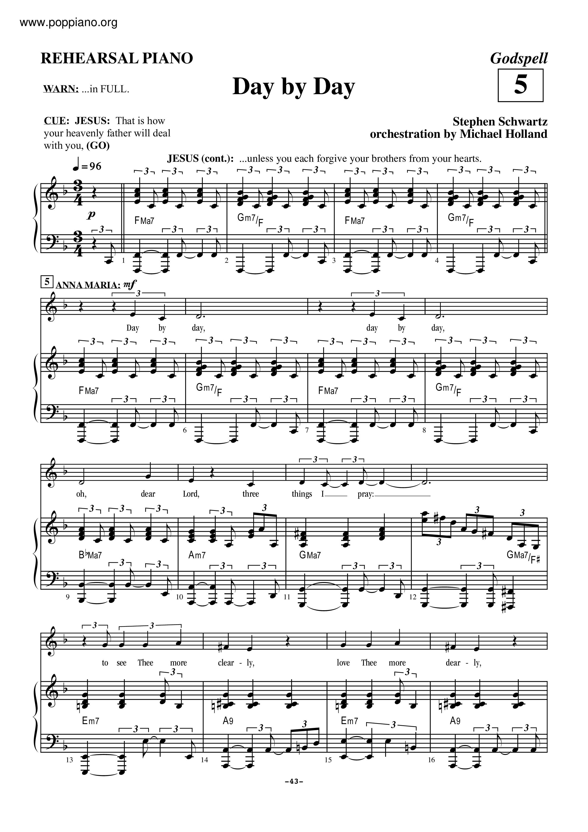 Day By Day Sheet Music
