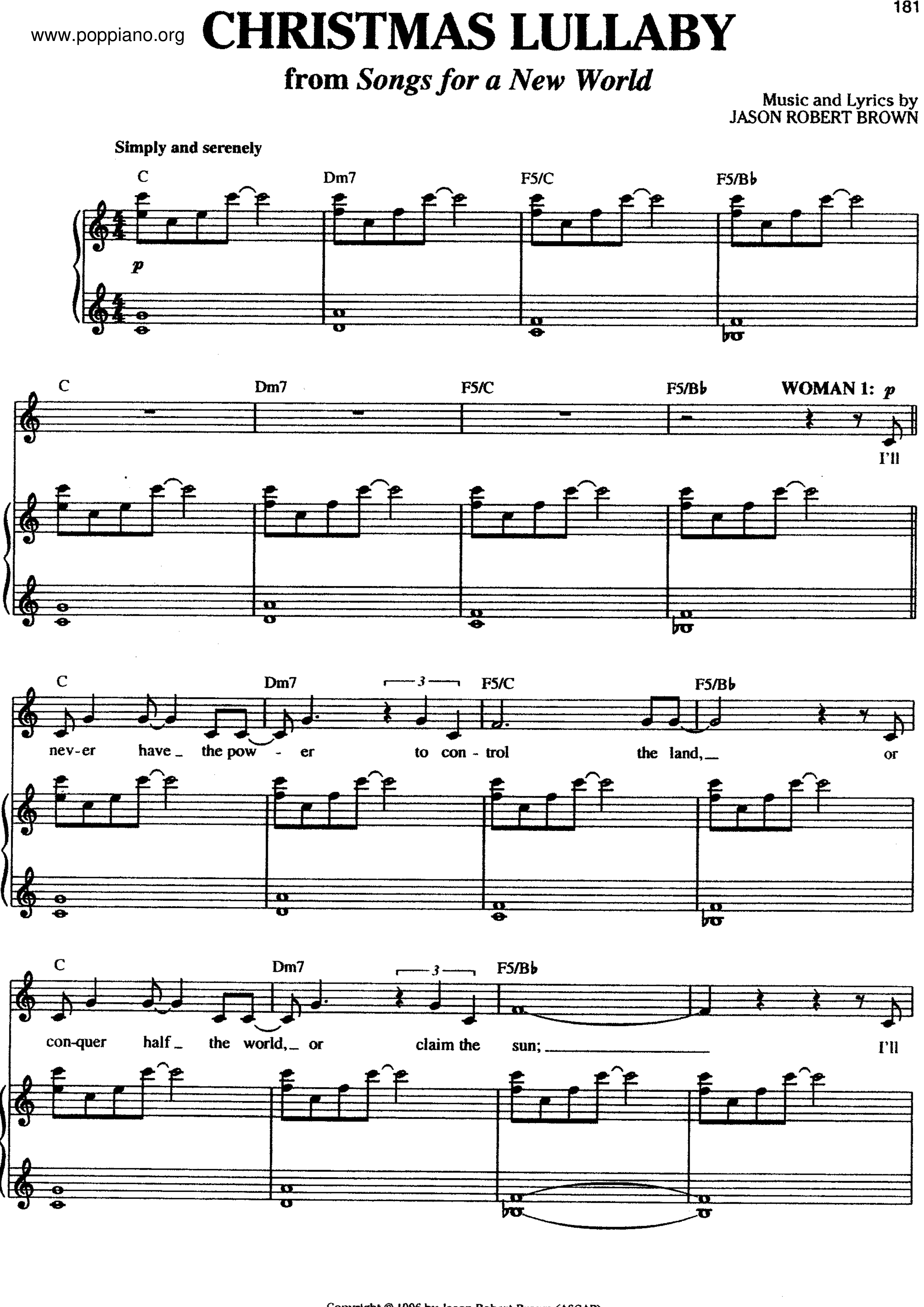 Songs For a New World - Christmas Lullaby琴譜