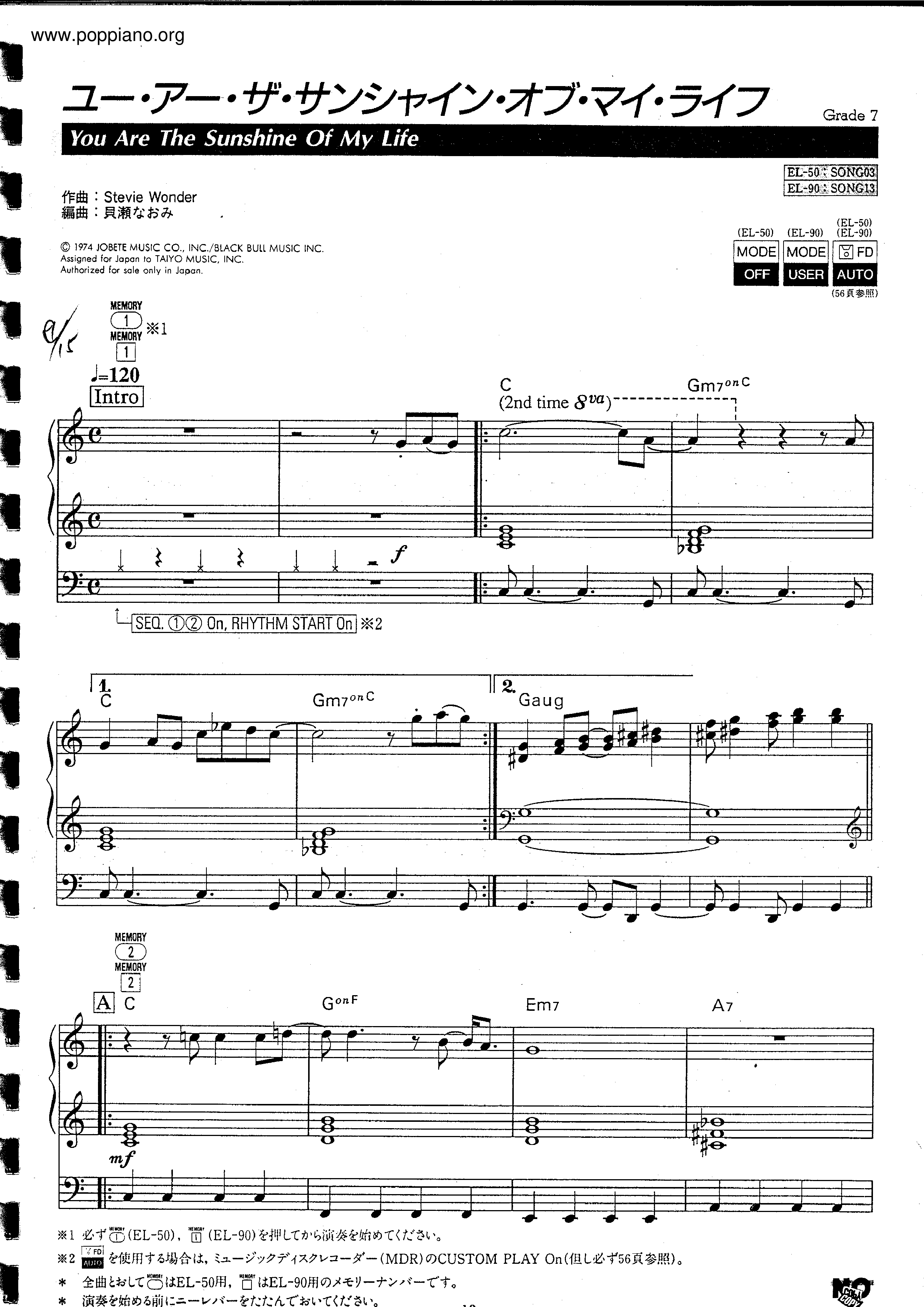 Stevie wonder you are the sunshine of my life pdf 