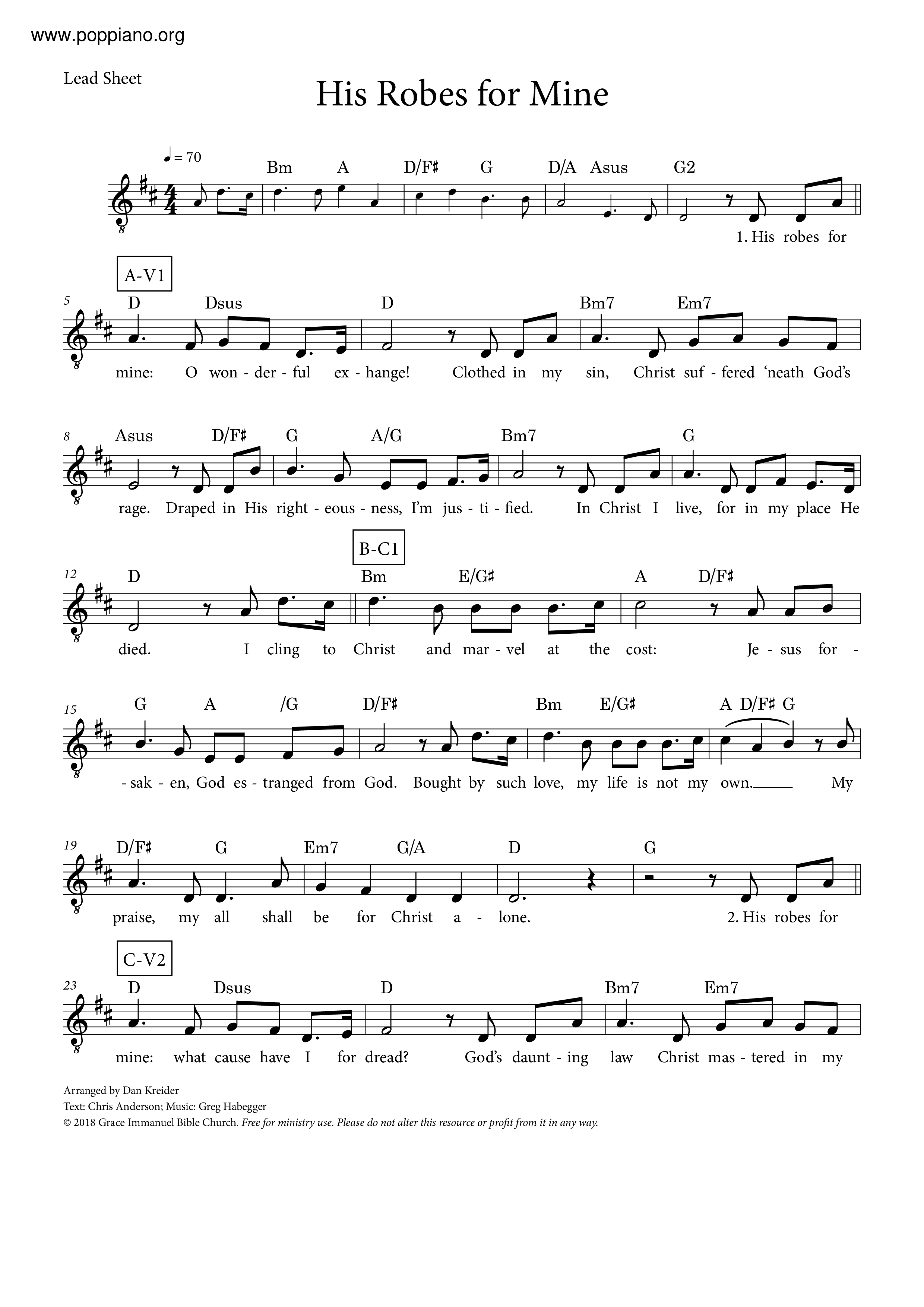 hymnHis Robes For Mine Sheet Music pdf, Free Score Download ★