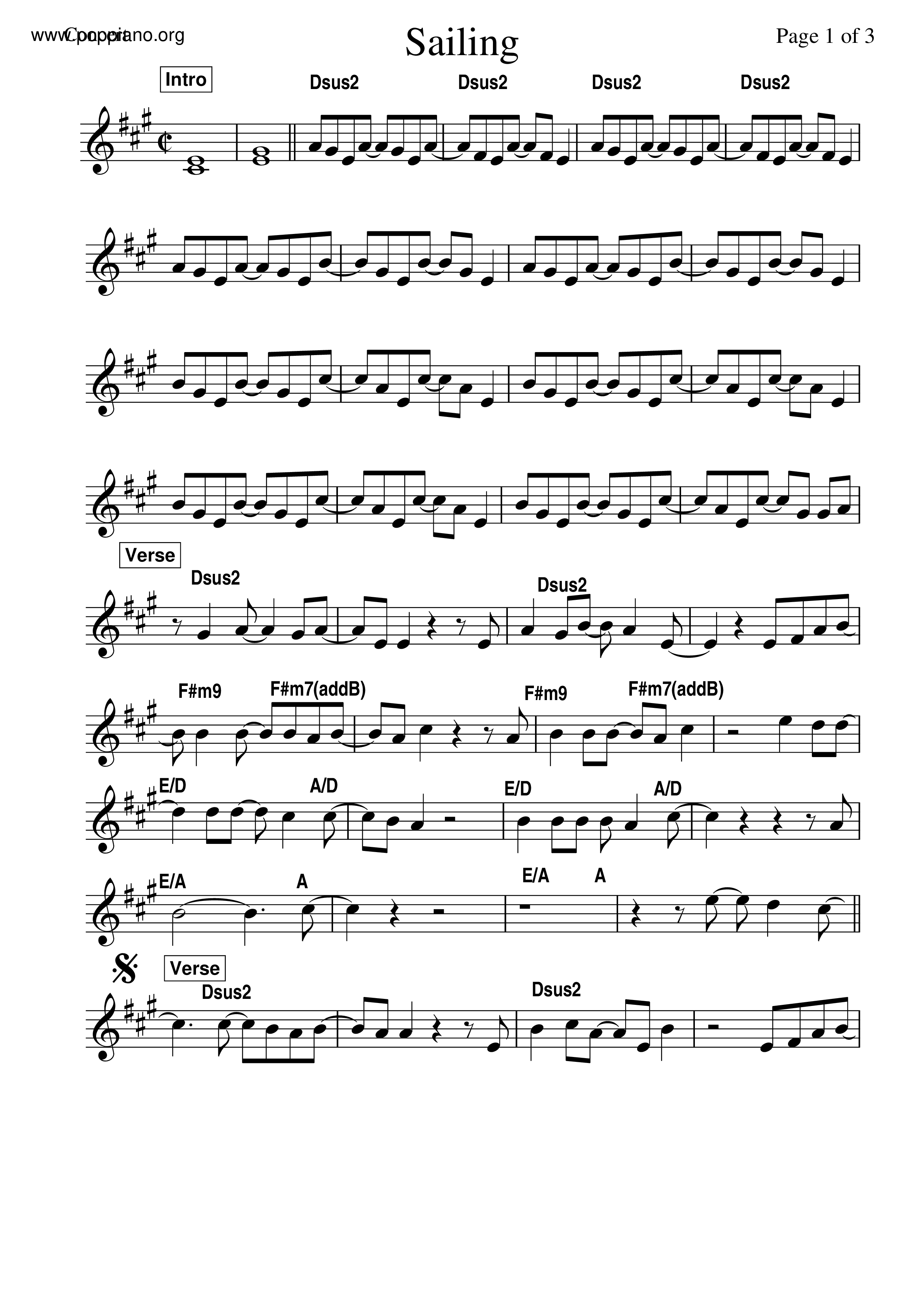 ★Christopher Cross セイリング 楽谱 ピアノ譜pdf 香港ポップピアノ協会 無料PDF楽譜ダウンロード gakufu