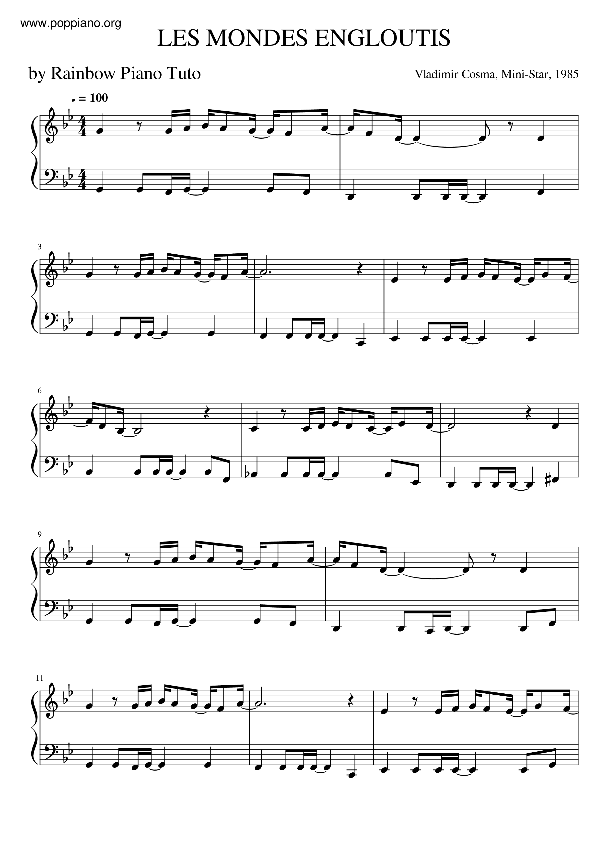 Les Mondes Engloutis琴譜