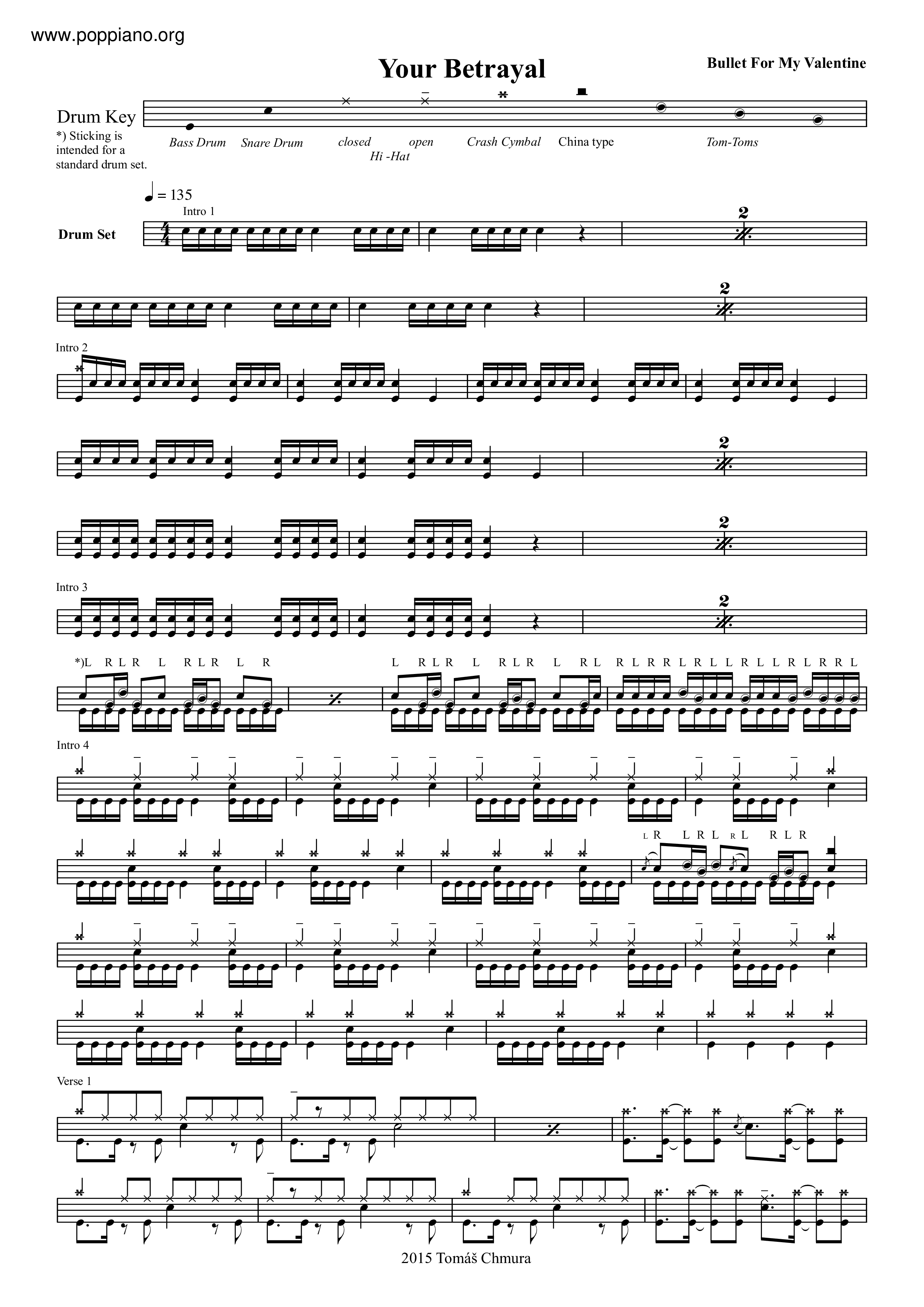 Bullet For My ValentineYour Betrayal Drum Tab pdf, Free Score Download ★