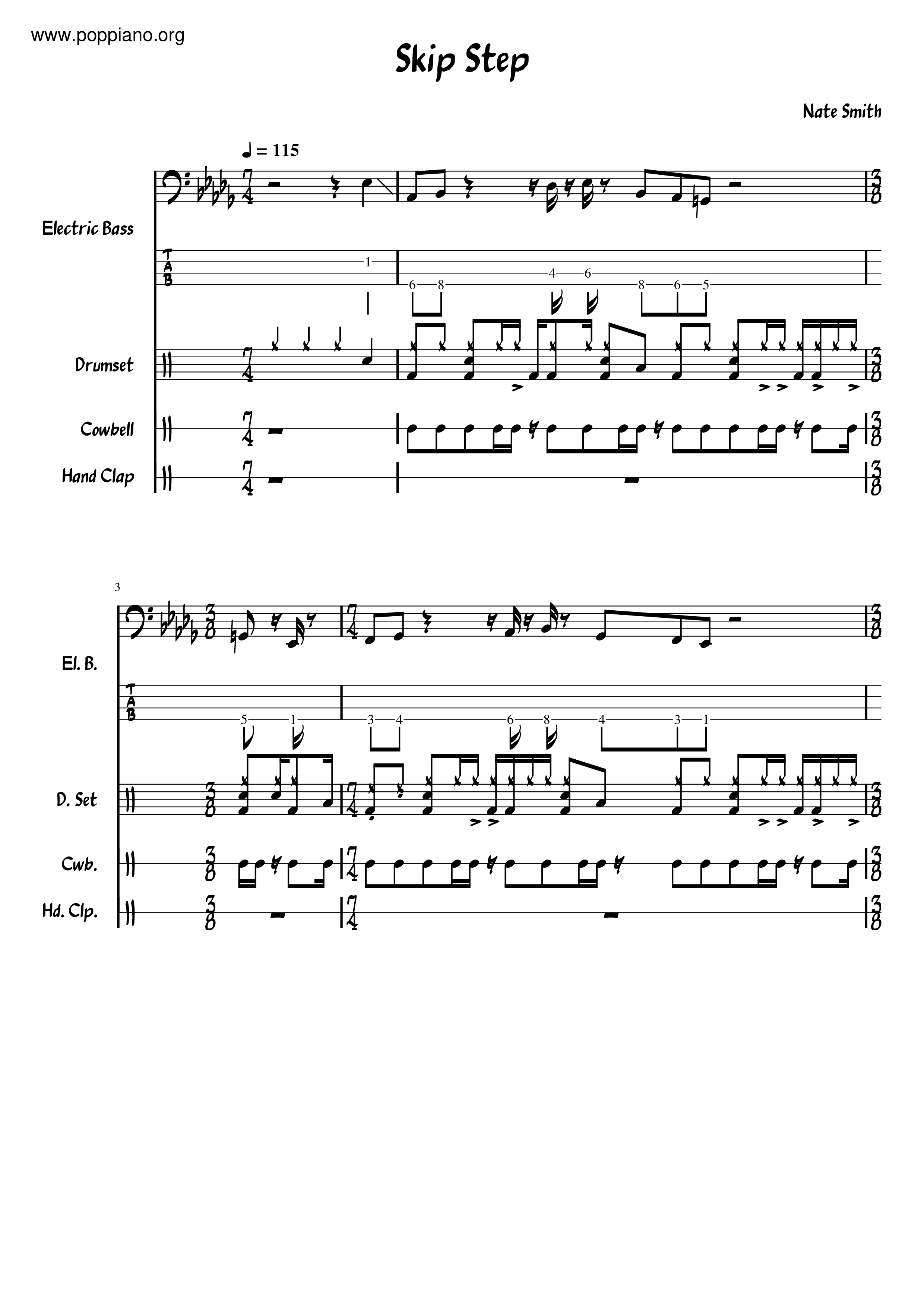 Nate SmithSkip Step Drum Tab pdf, Free Score Download ★