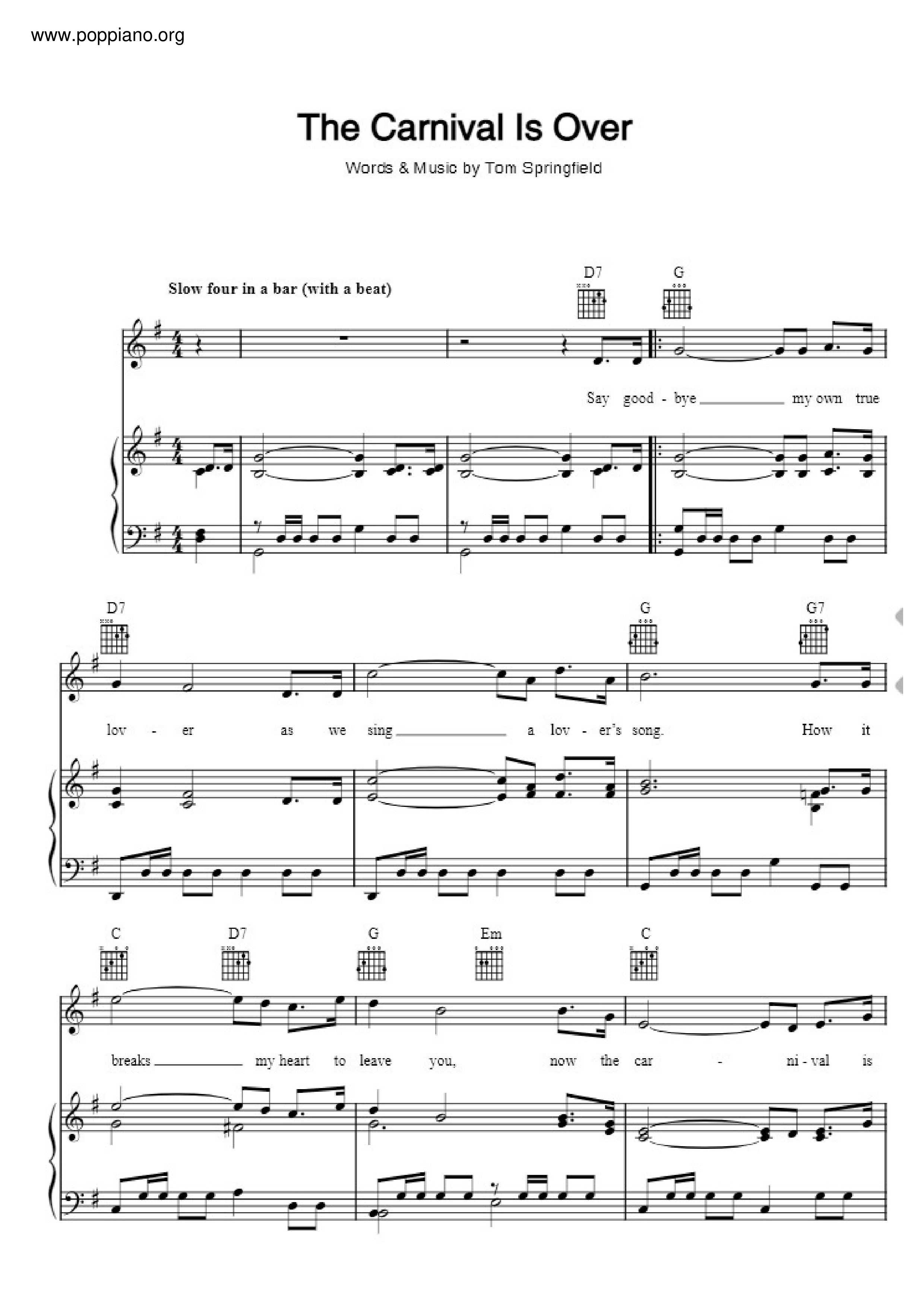 The SeekersThe Carnival Is Over Sheet Music pdf, Free Score Download ★ The SeekersThe Carnival Is Over Sheet Music pdf, Free Score Download ★
