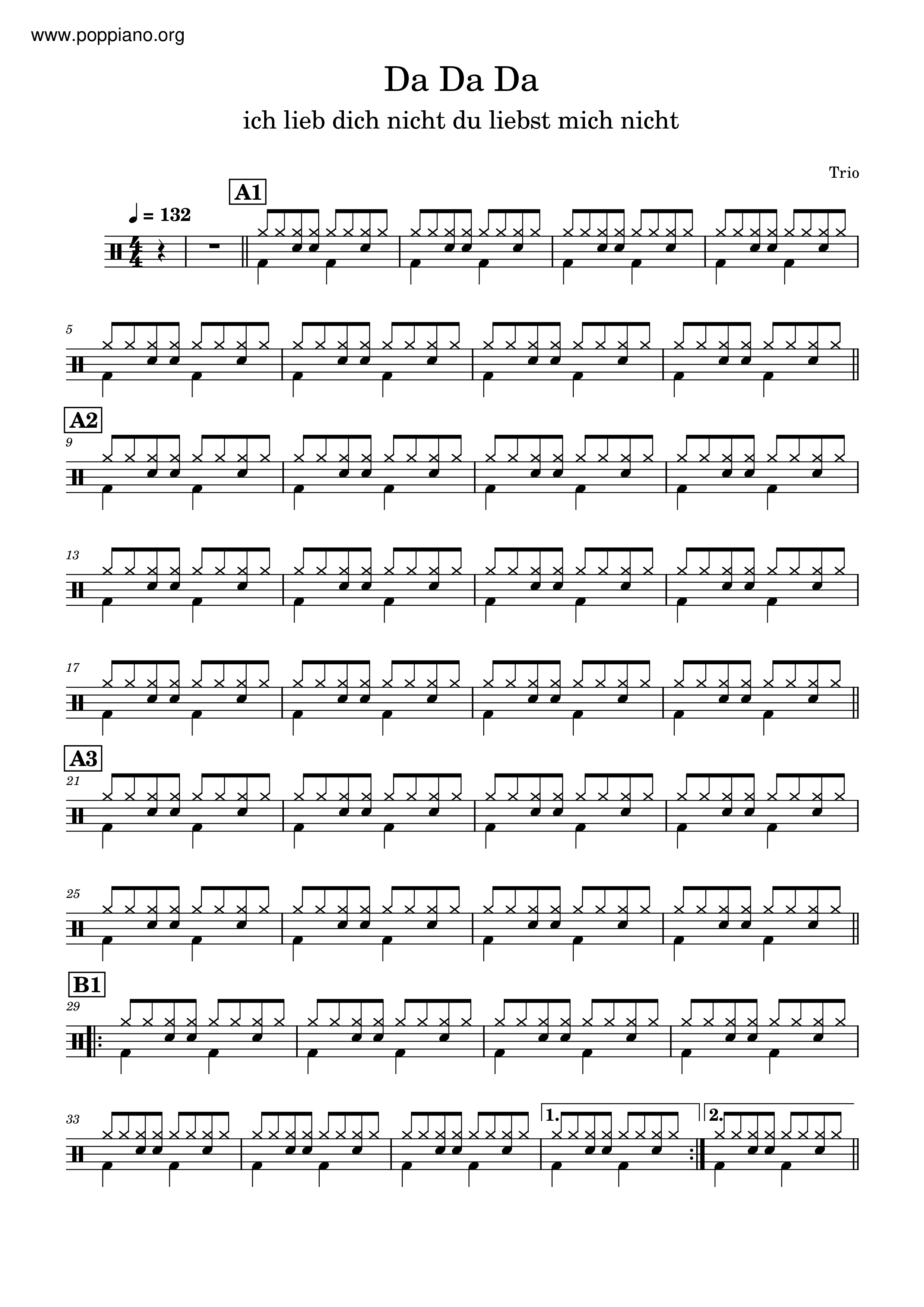 Da Da Da Trio English Version Lyrics ★Trio - Da Da Da ドラムスコアpdf- 香港ポップピアノ協会 無料PDF楽譜ダウンロード gakufu