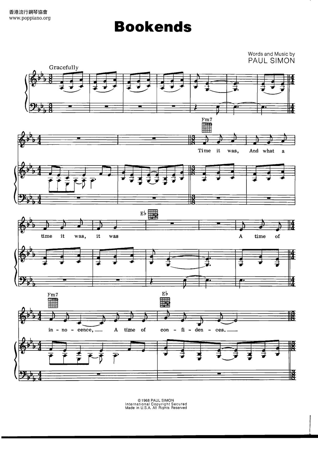 Simon & GarfunkelBookends Sheet Music pdf, Free Score Download ★