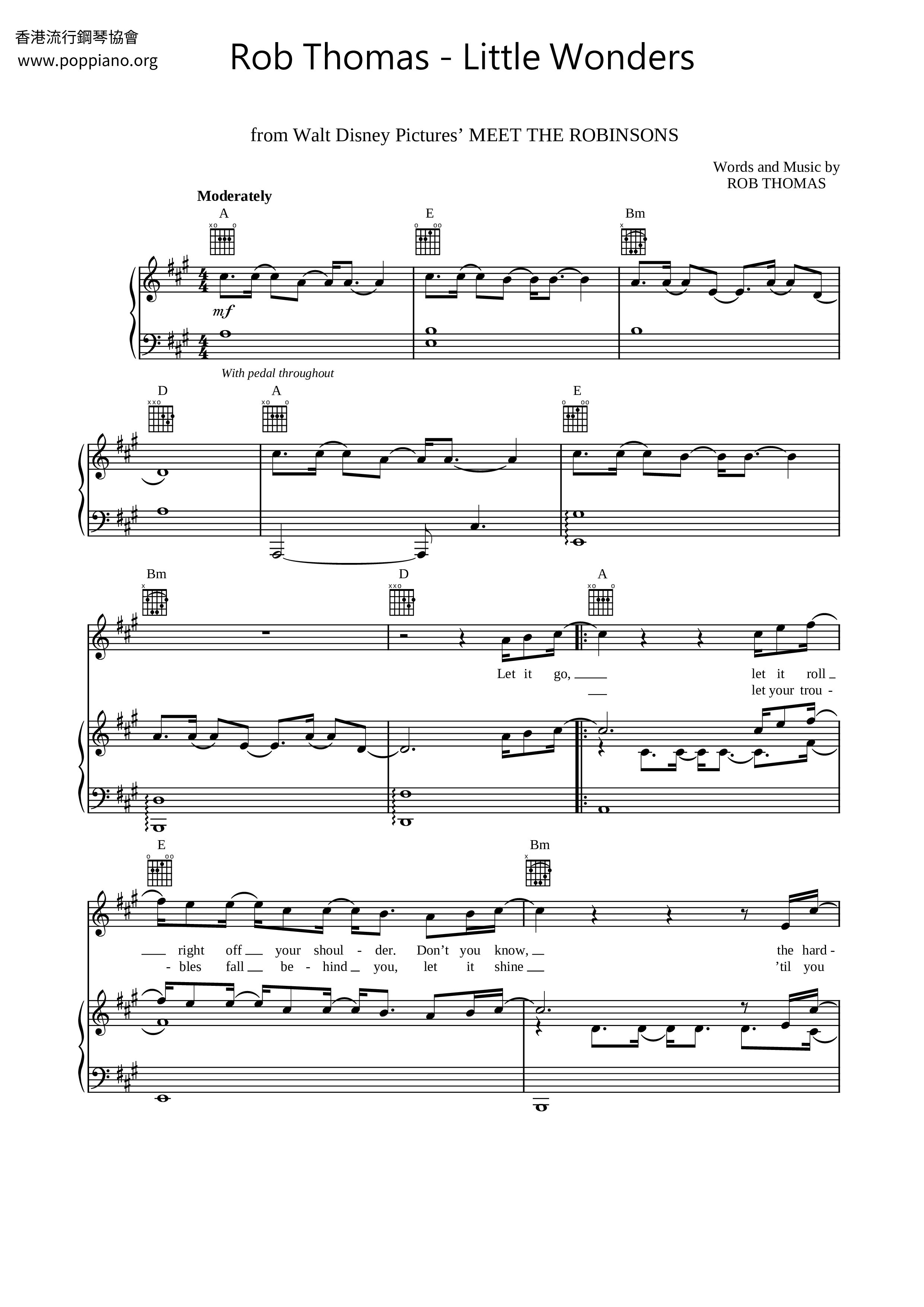 Rob ThomasLittle Wonders Sheet Music pdf, Free Score Download ★