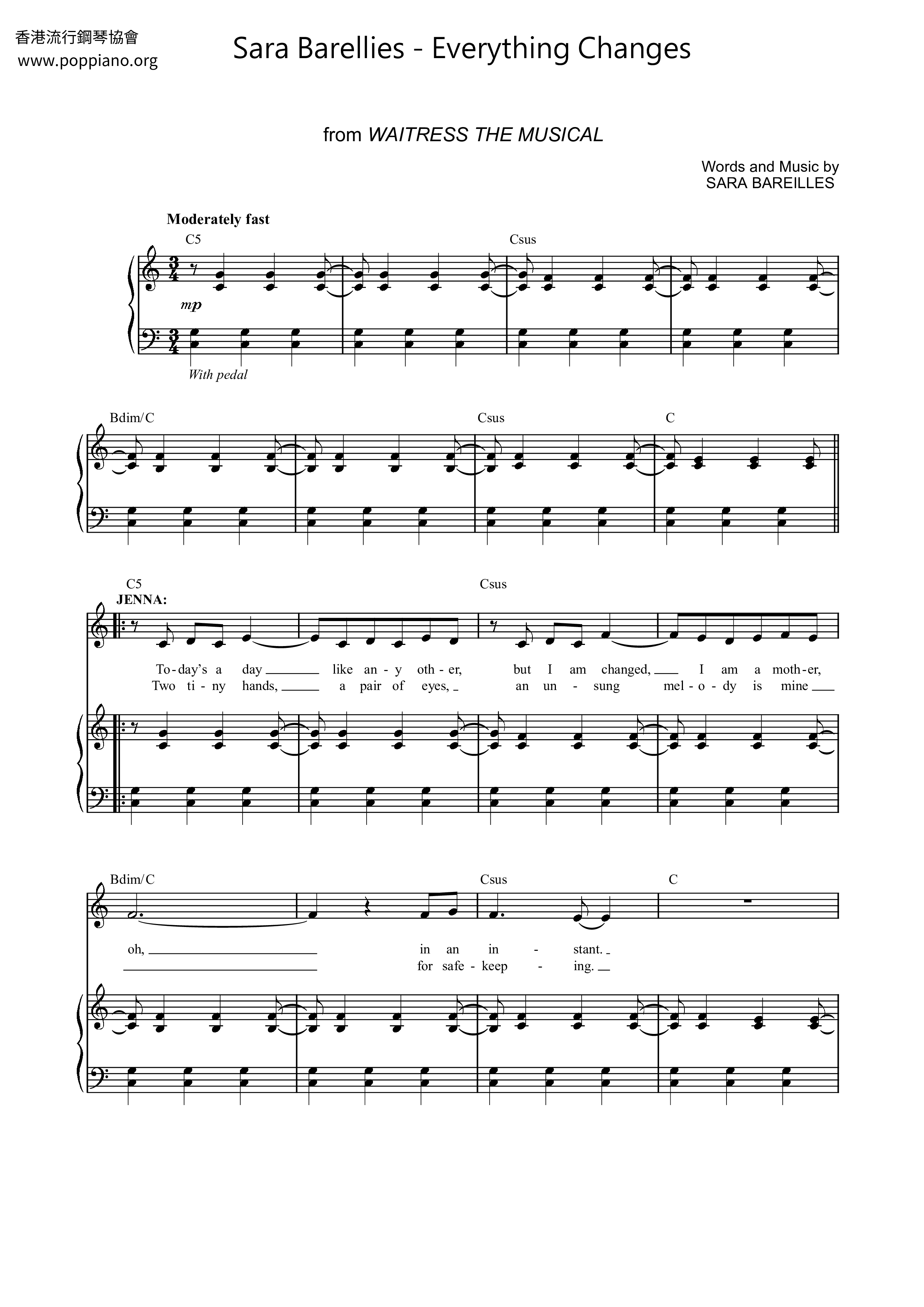Everything Changes琴譜