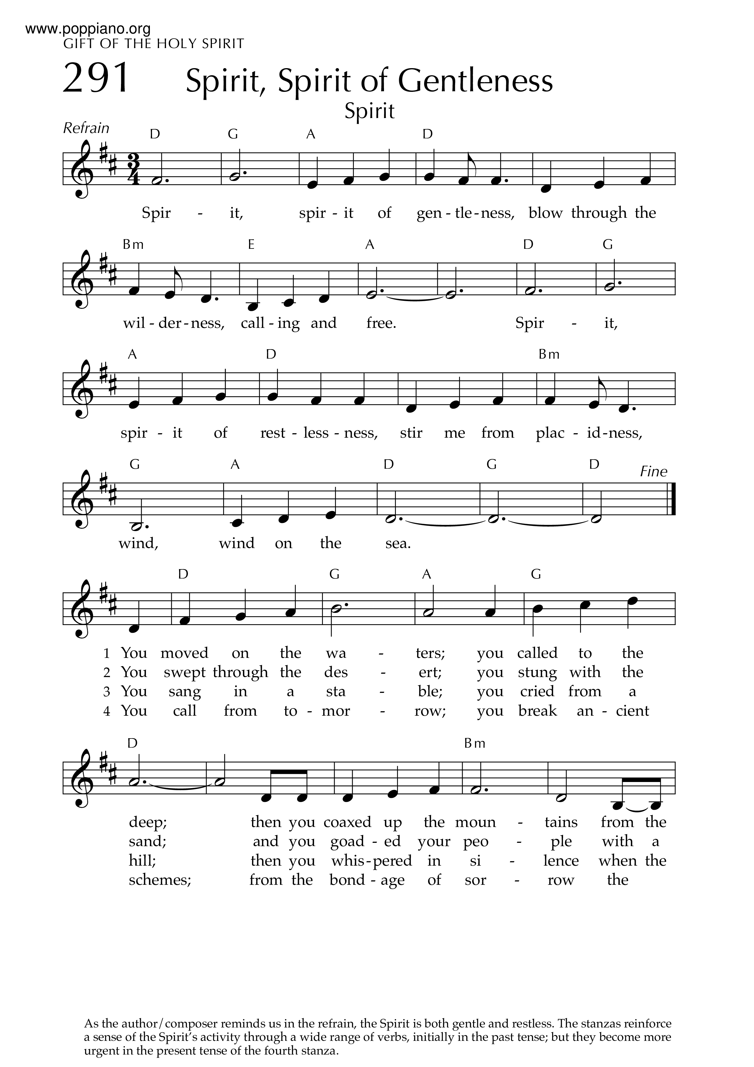hymnSpirit, Spirit Of Gentleness Sheet Music pdf, Free Score Download ★