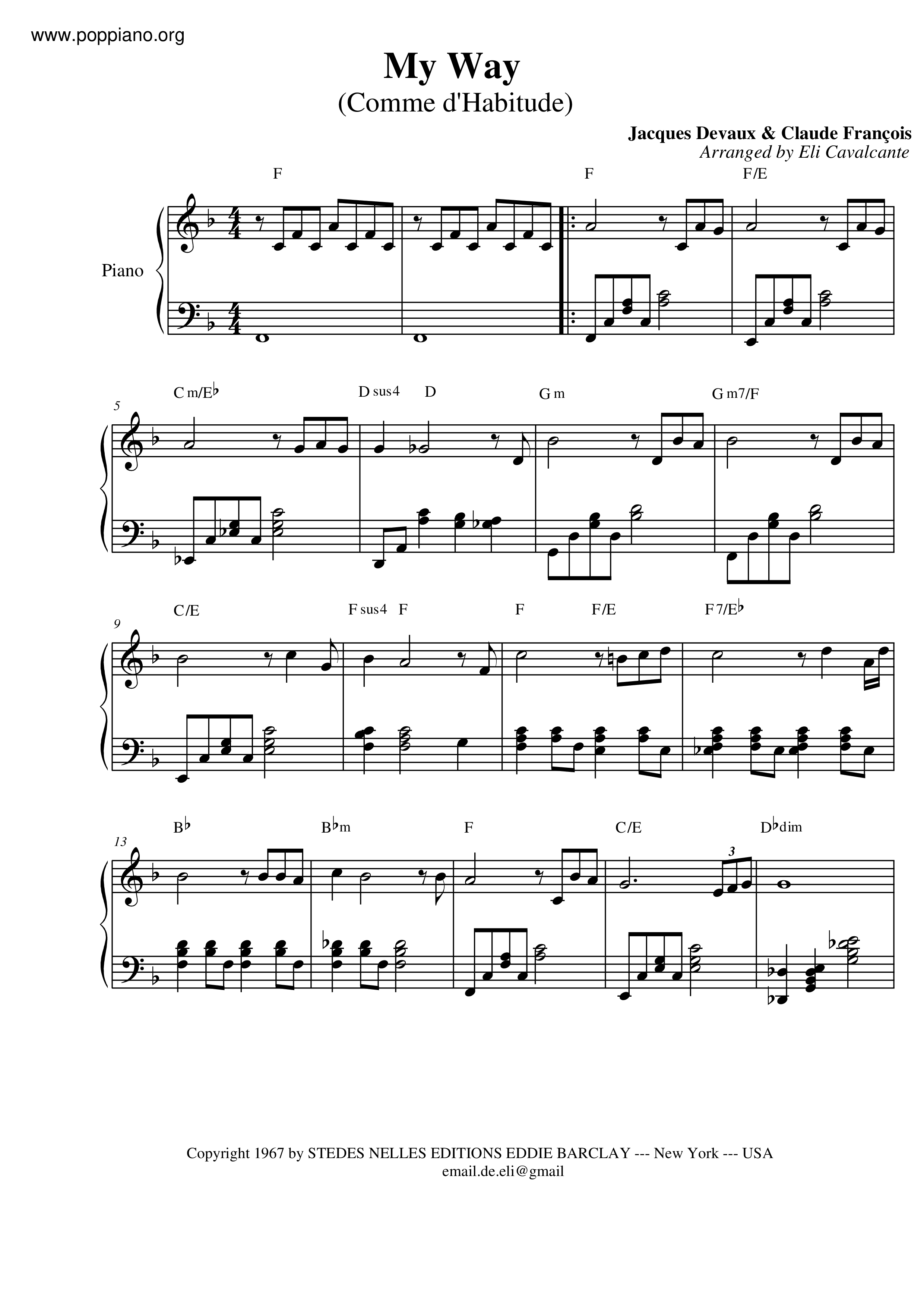 ☆ My Way | Sheet Music | Piano Score Free Pdf Download | Hk Pop Piano  Academy