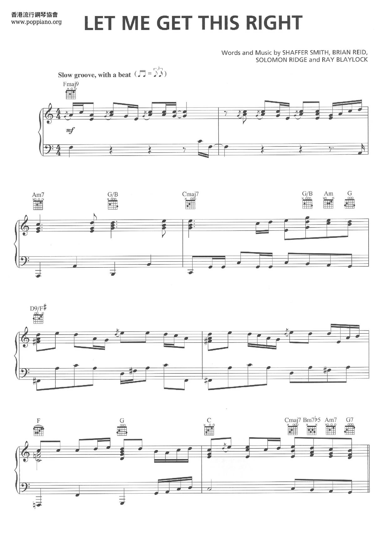 Let Me Get This Right琴譜