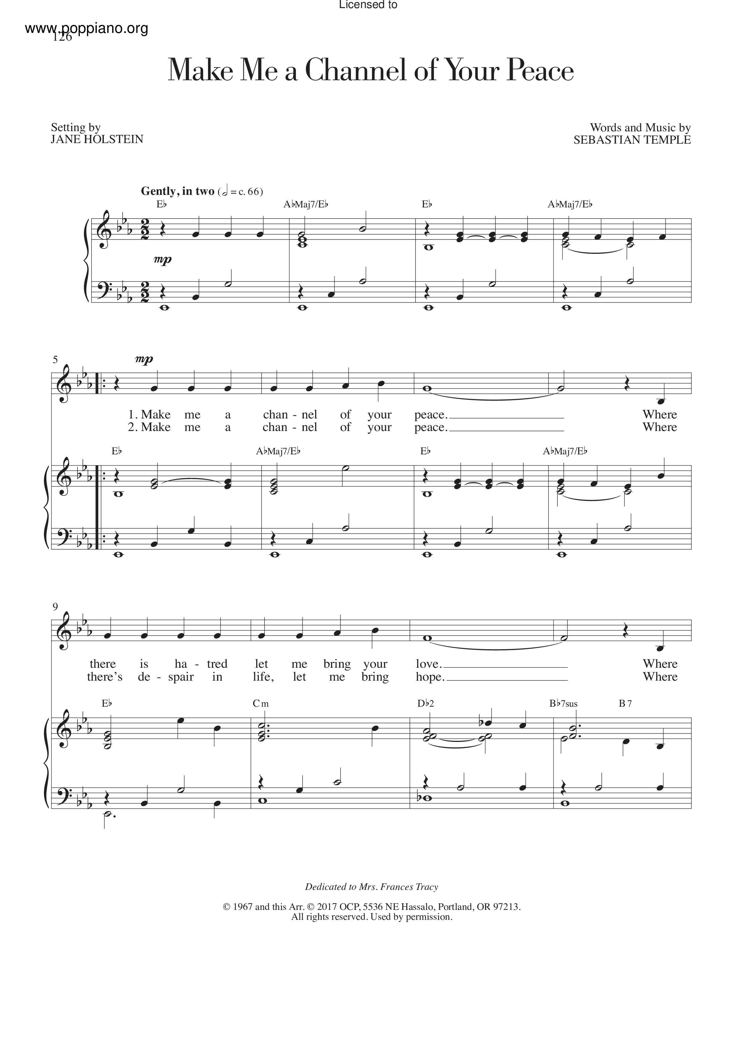 Make me a channel of your peace sheet music piano score free pdf