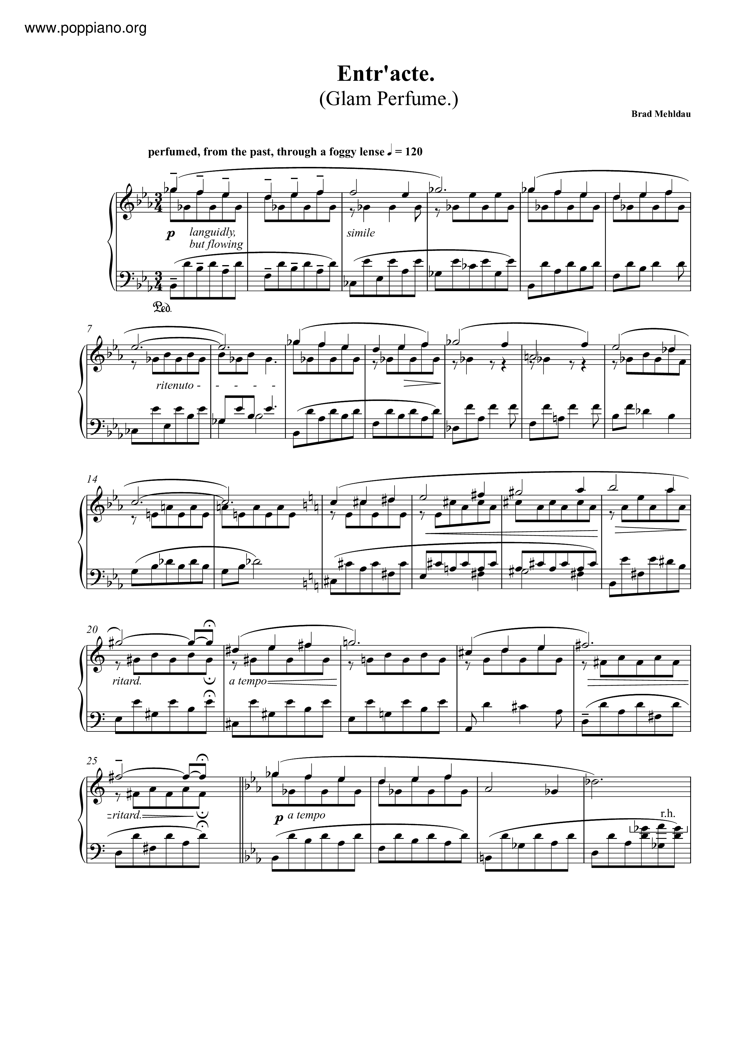 Brad Mehldau[Entr'acte] Glam Perfume Sheet Music pdf, Free Score