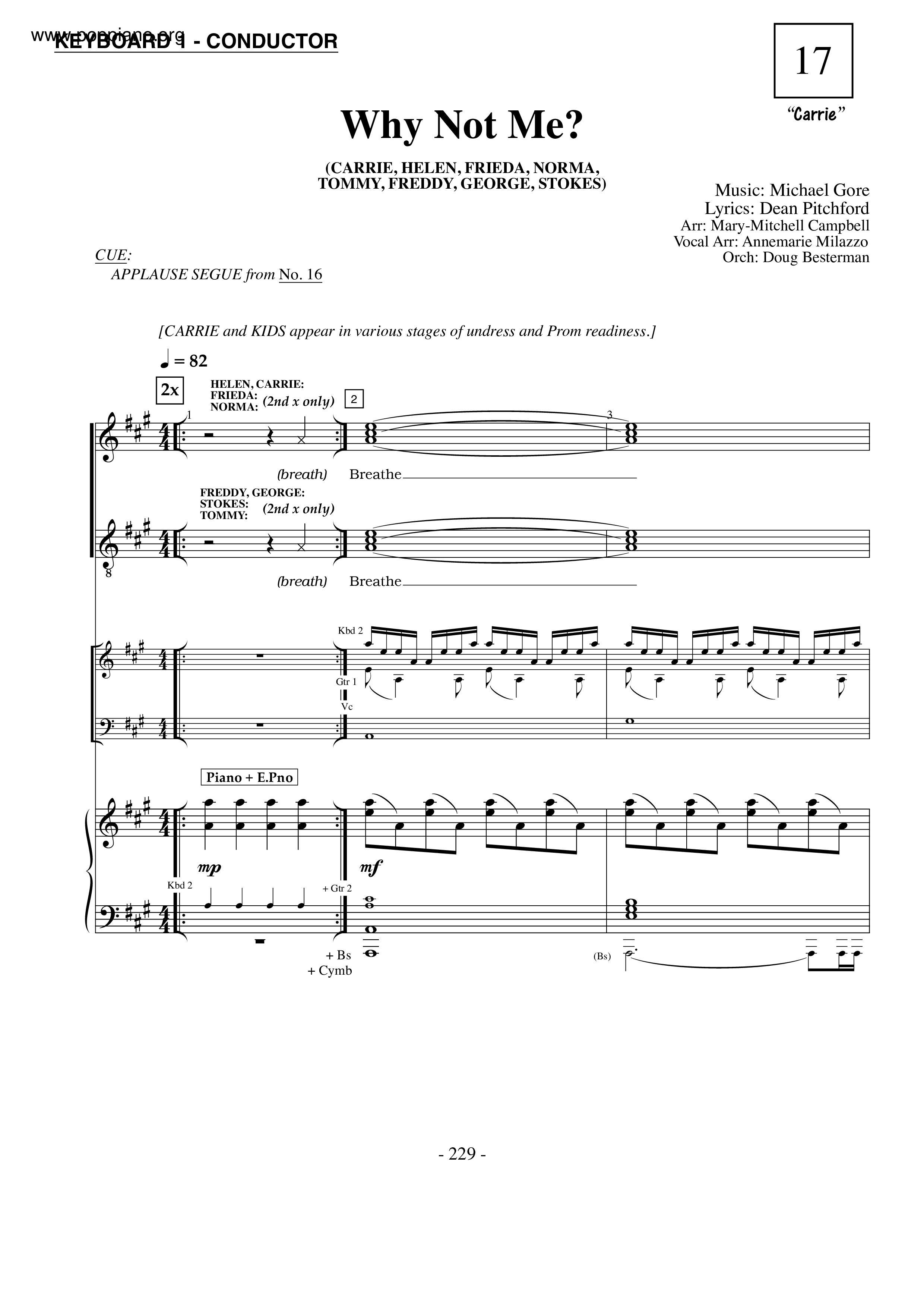 Carrie - Why Not Me?琴譜