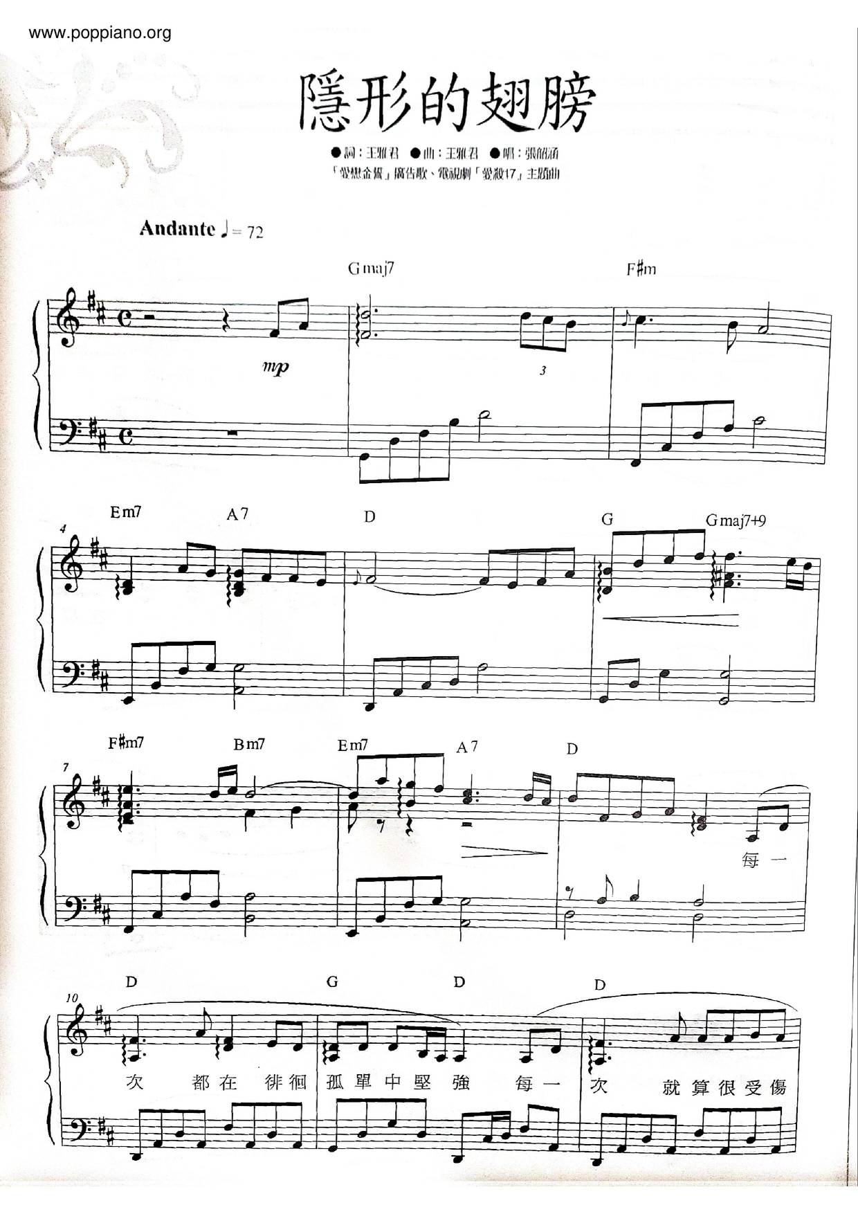 Angela ChangInvisible Wings Sheet Music pdf, Free Score Download ★