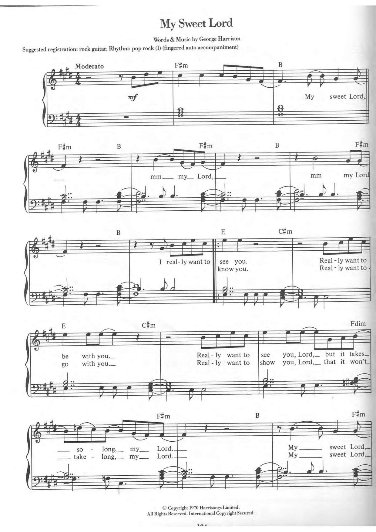Andy Williams, HarrisonMy Sweet Lord Sheet Music pdf, Free Score Download ★