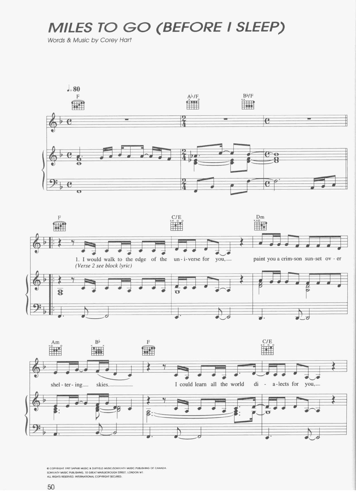 Miles To Go (Before I Sleep)琴譜