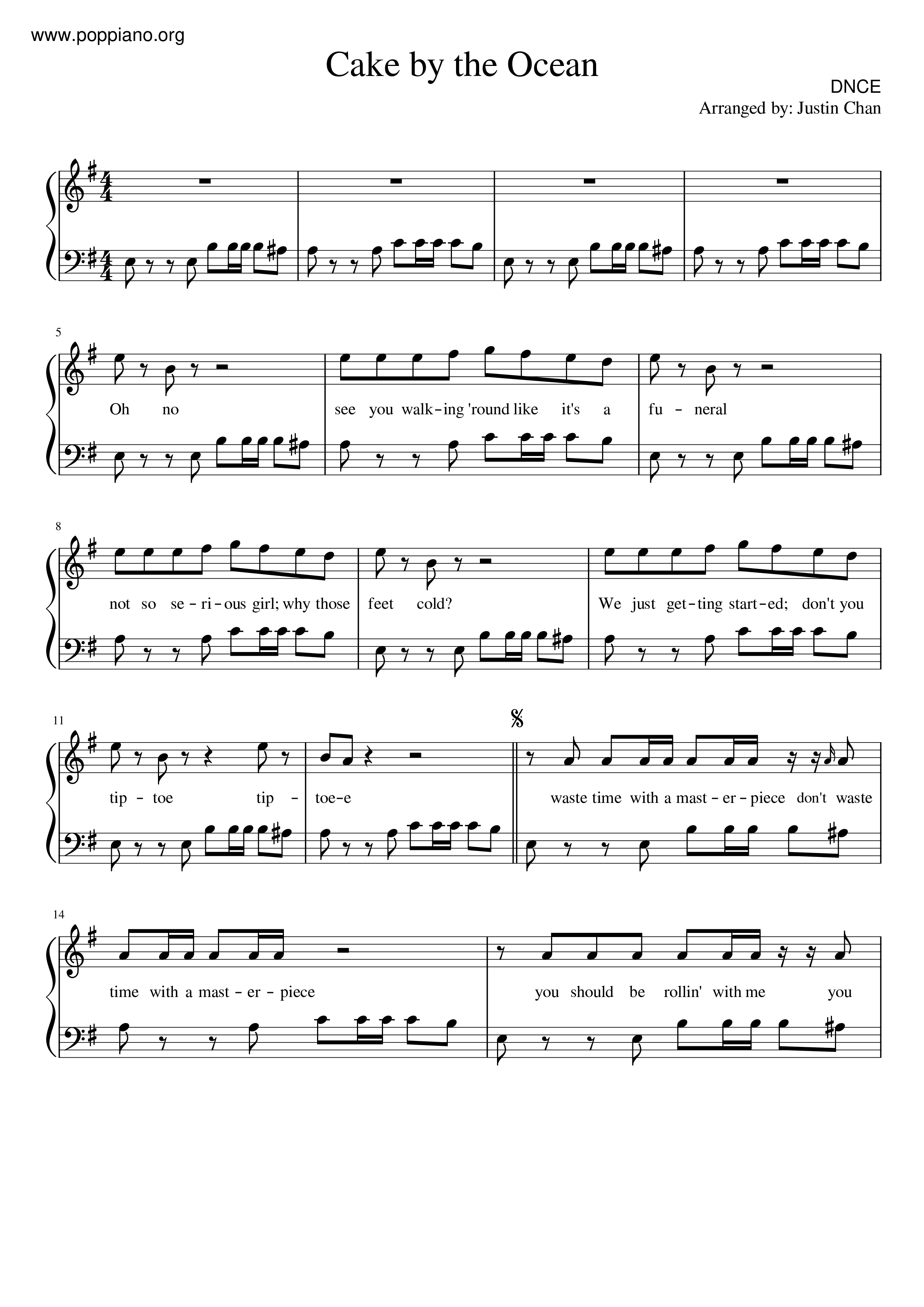cake by the oceanPDF琴谱免费下载 香港流行钢琴协会 ★