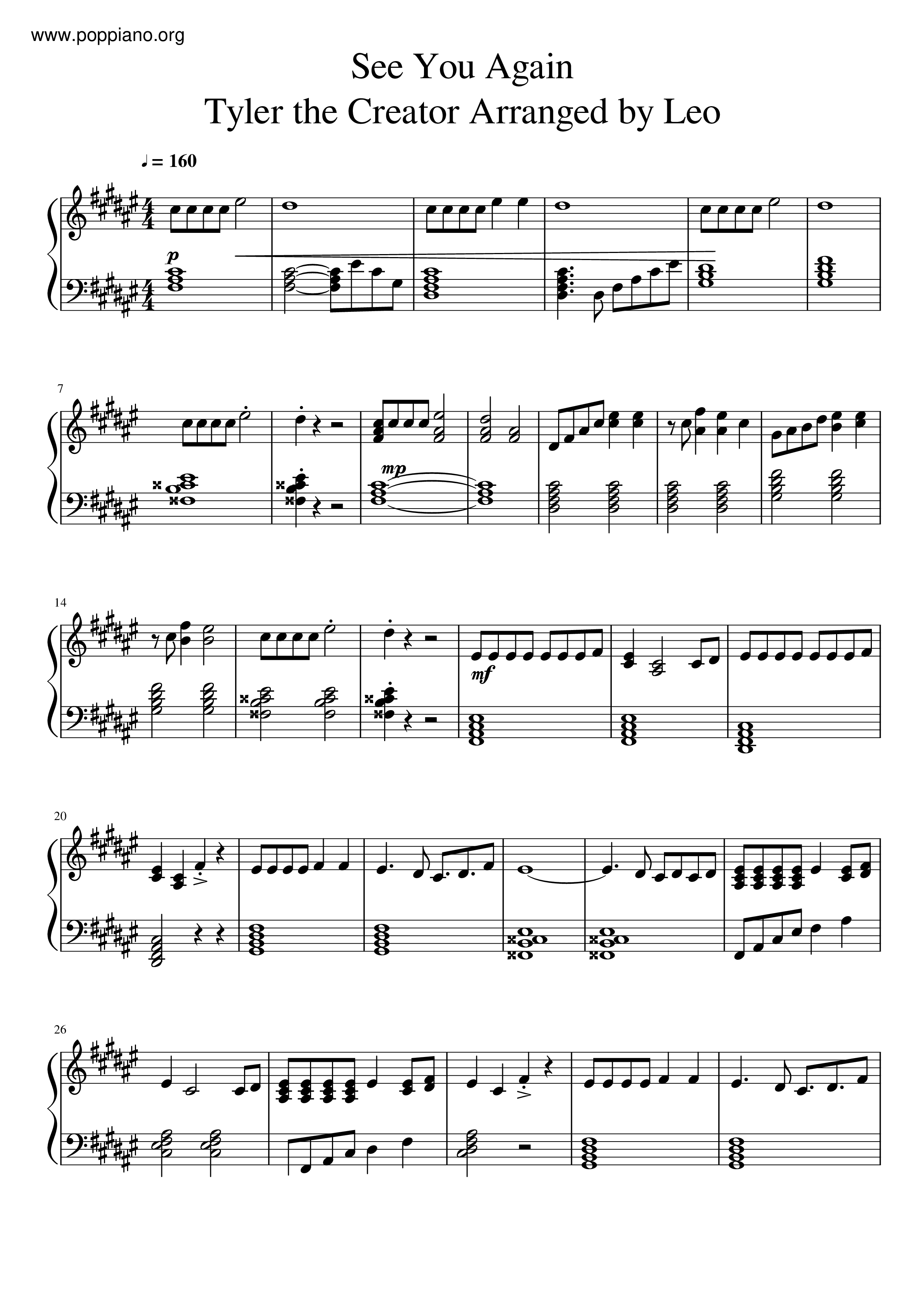 Tyler, The Creator-See You Again (Feat. Kali Uchis) Sheet Music pdf