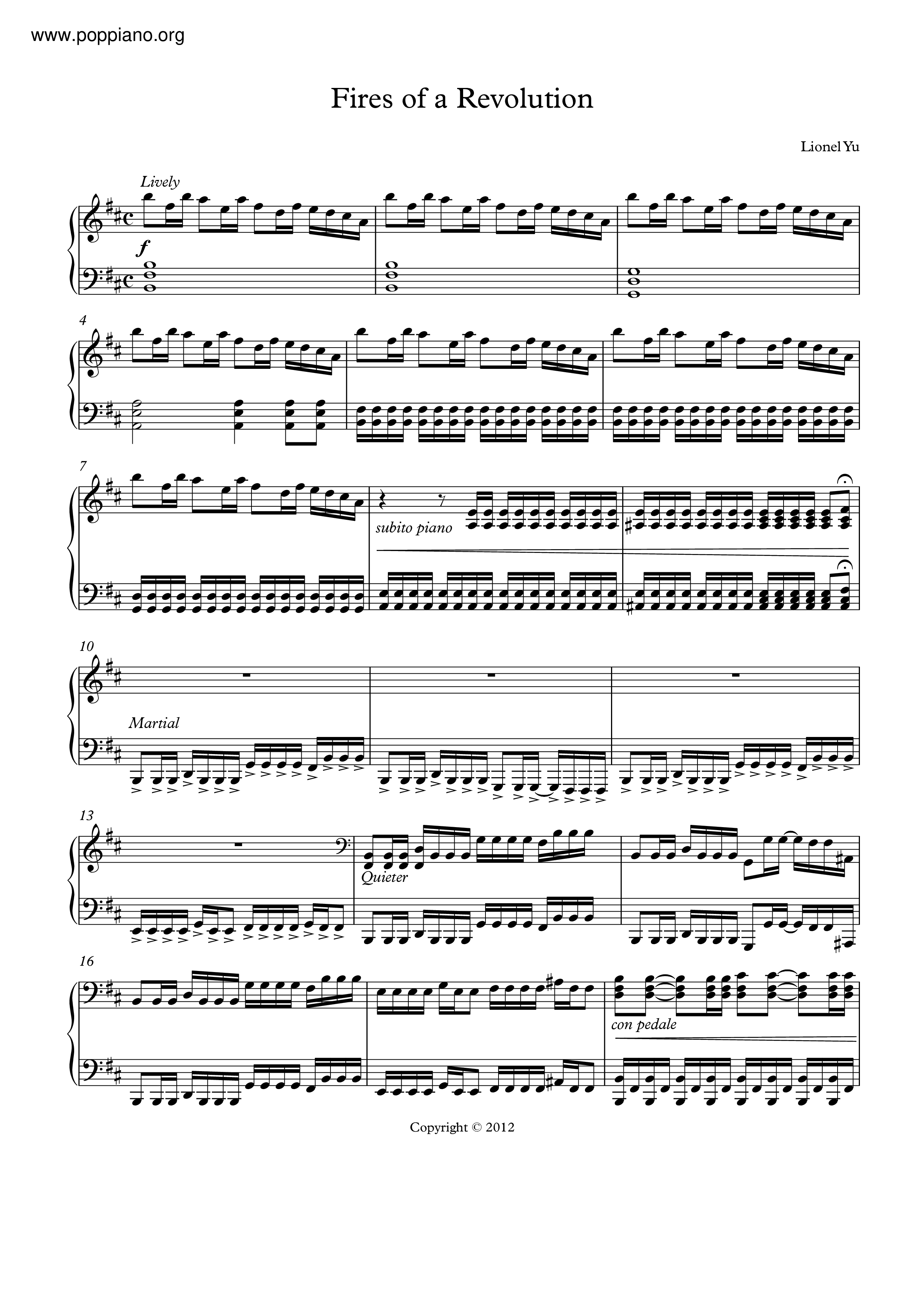 Lionel YuFires Of A Revolution Sheet Music pdf, Free Score Download ★