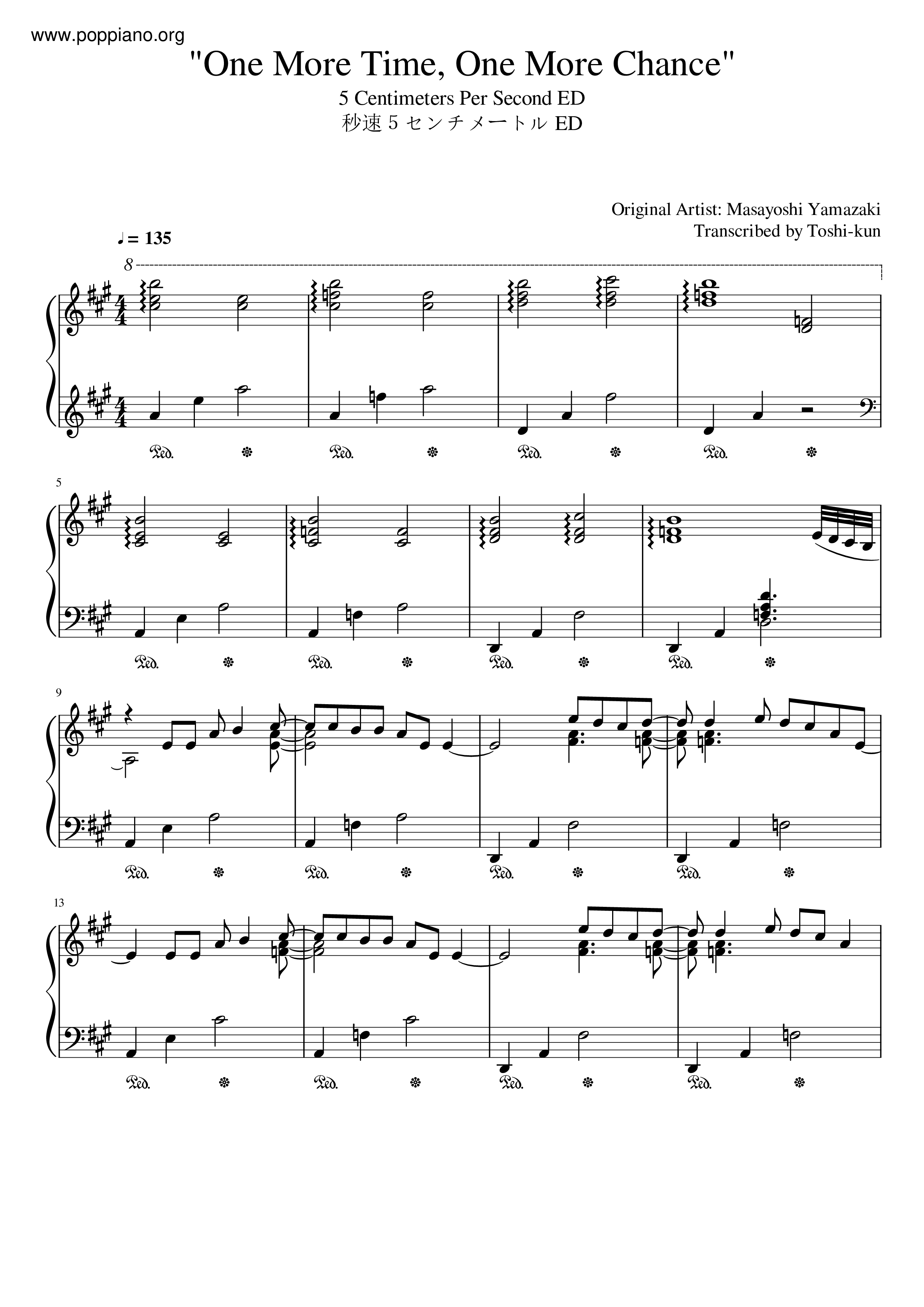 One More Time, One More Chance琴譜