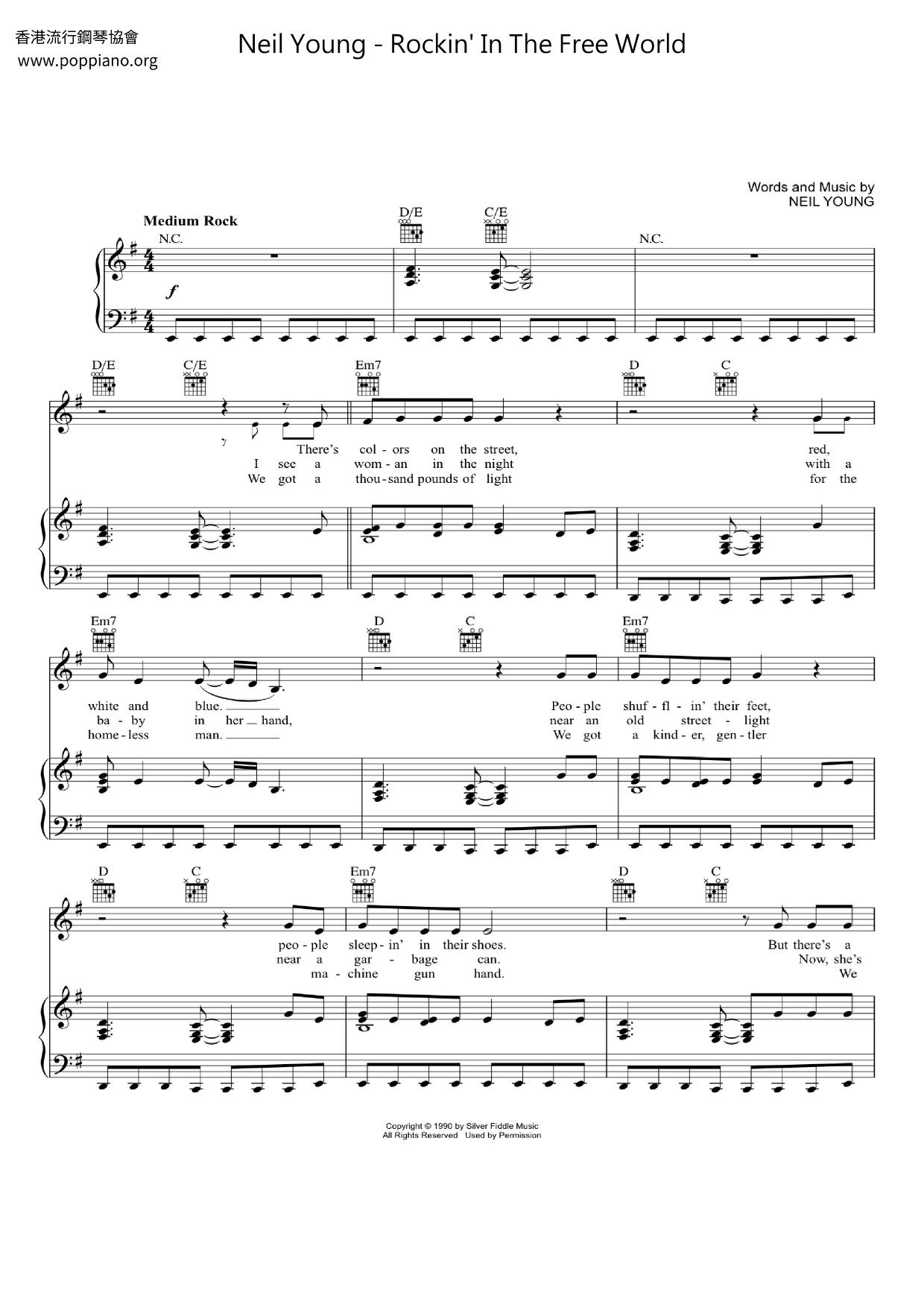 Neil young rockin in the free world sheet music pdf free score