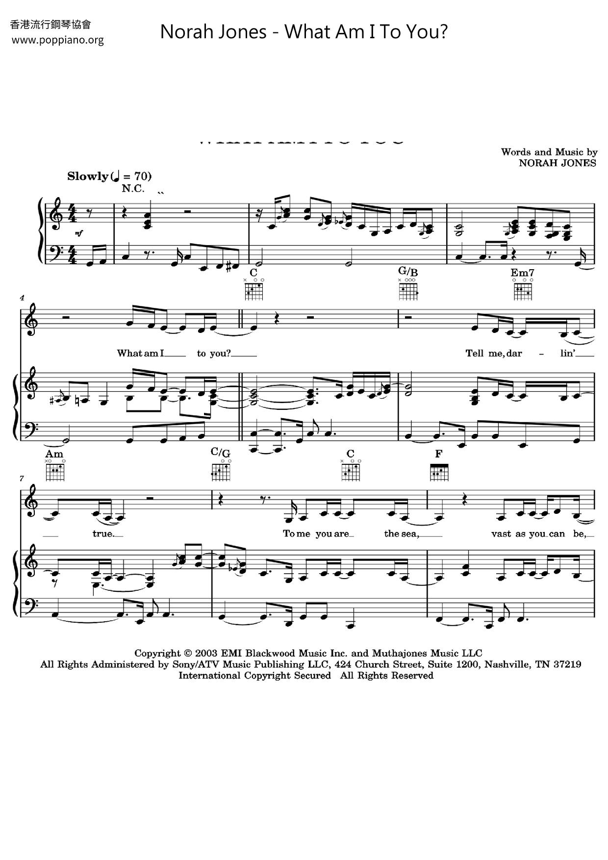 Norah JonesWhat Am I To You? Sheet Music pdf, Free Score Download ★