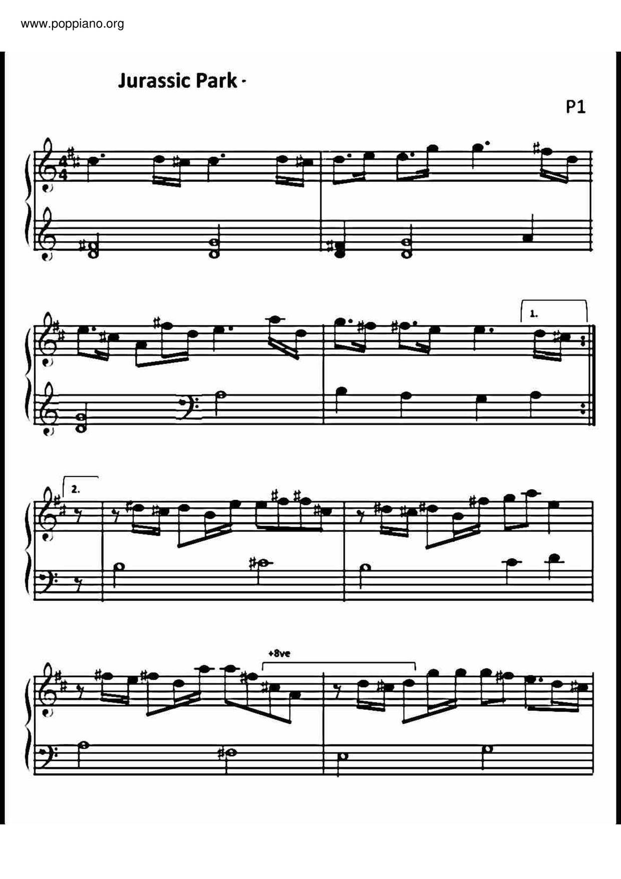 Jurassic Park Piano Easy Slow Sheet Music Jurassic Park Theme - Sheet Music / Piano Score Free PDF Download - HK