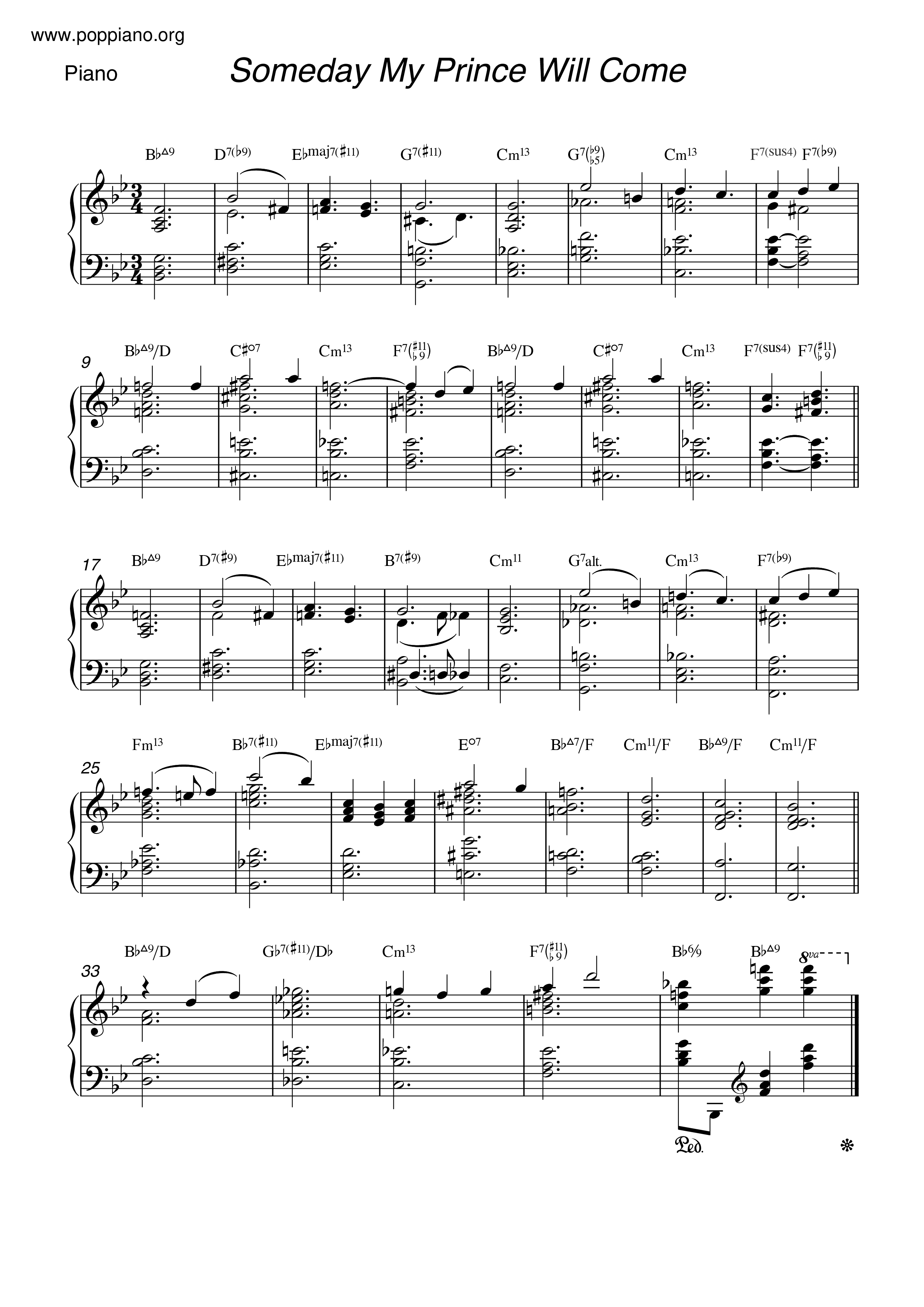 Sakamichi No Apollon - Someday My Prince Will Come琴譜