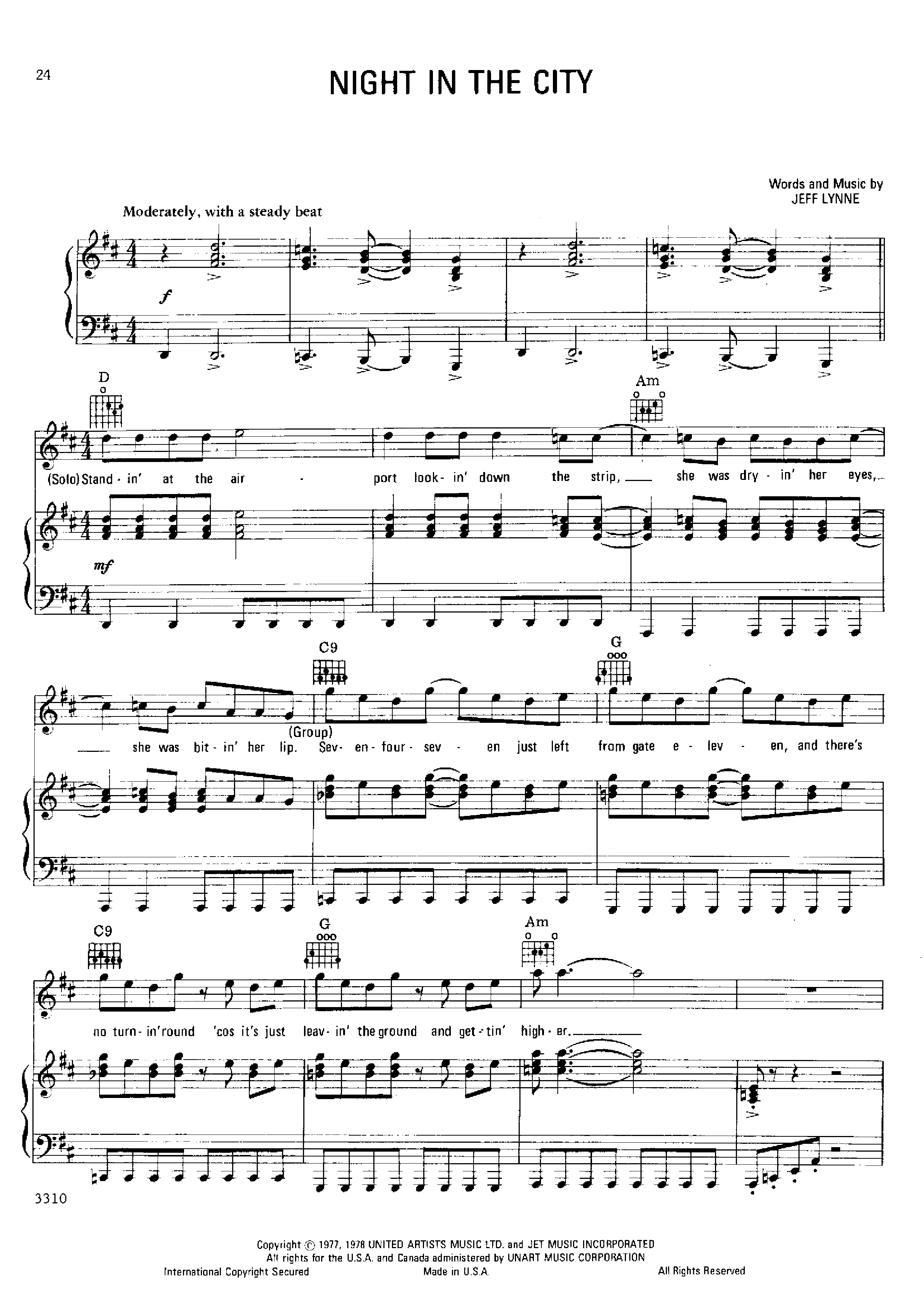 ★Electric Light Orchestra Night In The City ピアノ譜pdf 香港ポップピアノ協会 無料PDF