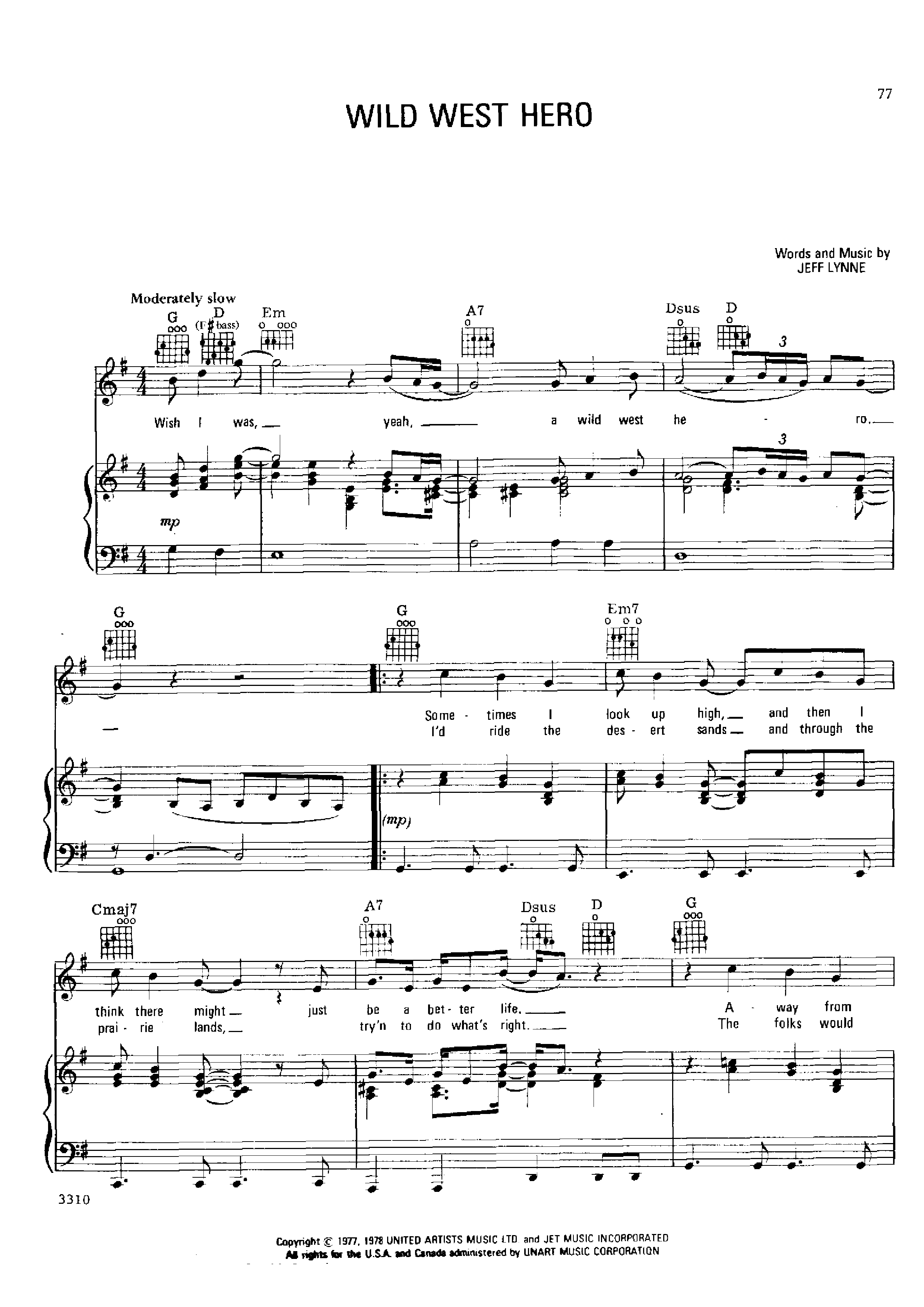 ★Electric Light Orchestra Wild West Hero ピアノ譜pdf 香港ポップピアノ協会 無料PDF楽譜