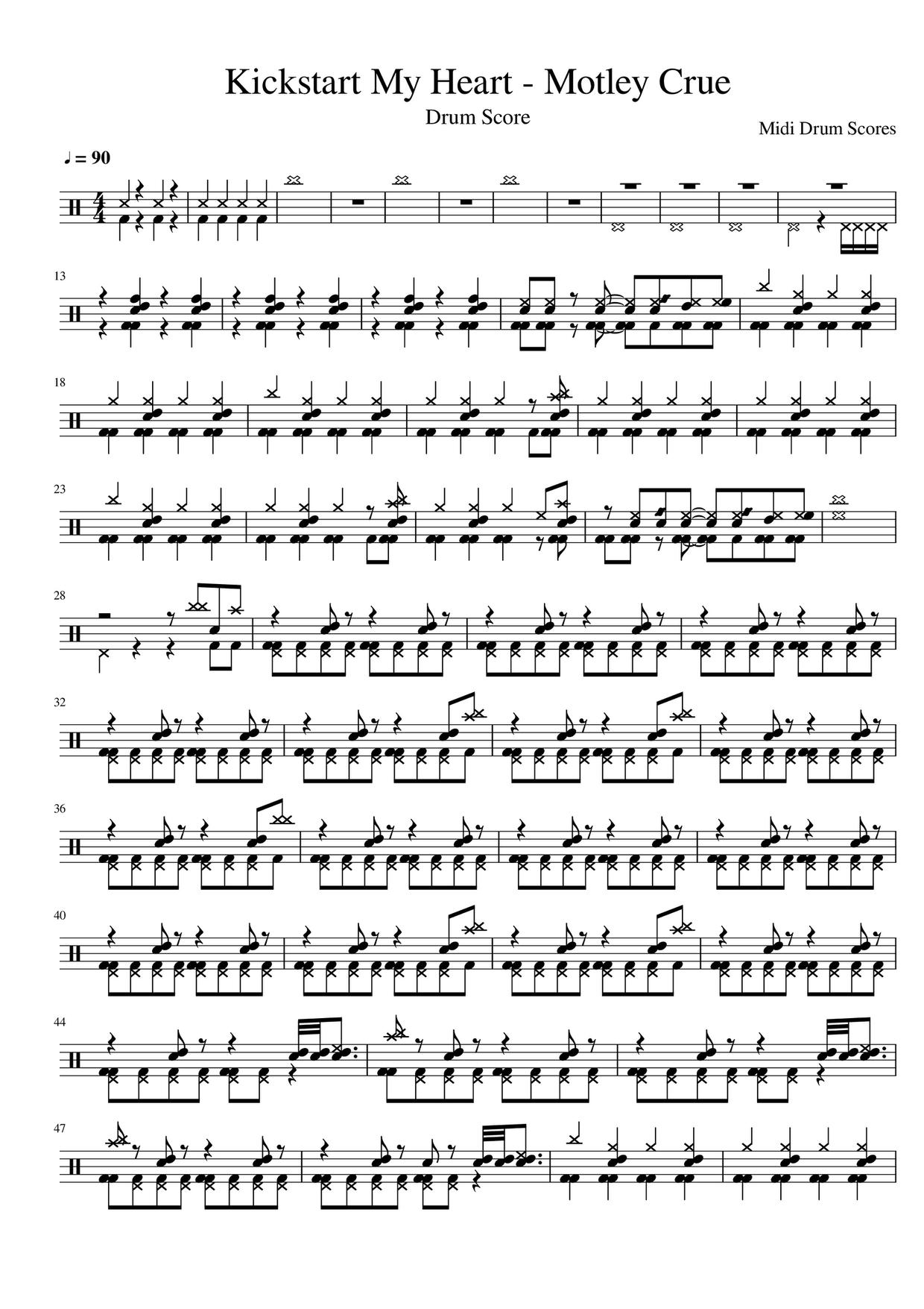 Mötley CrüeKickstart My Heart Drum Tab pdf, Free Score Download ★