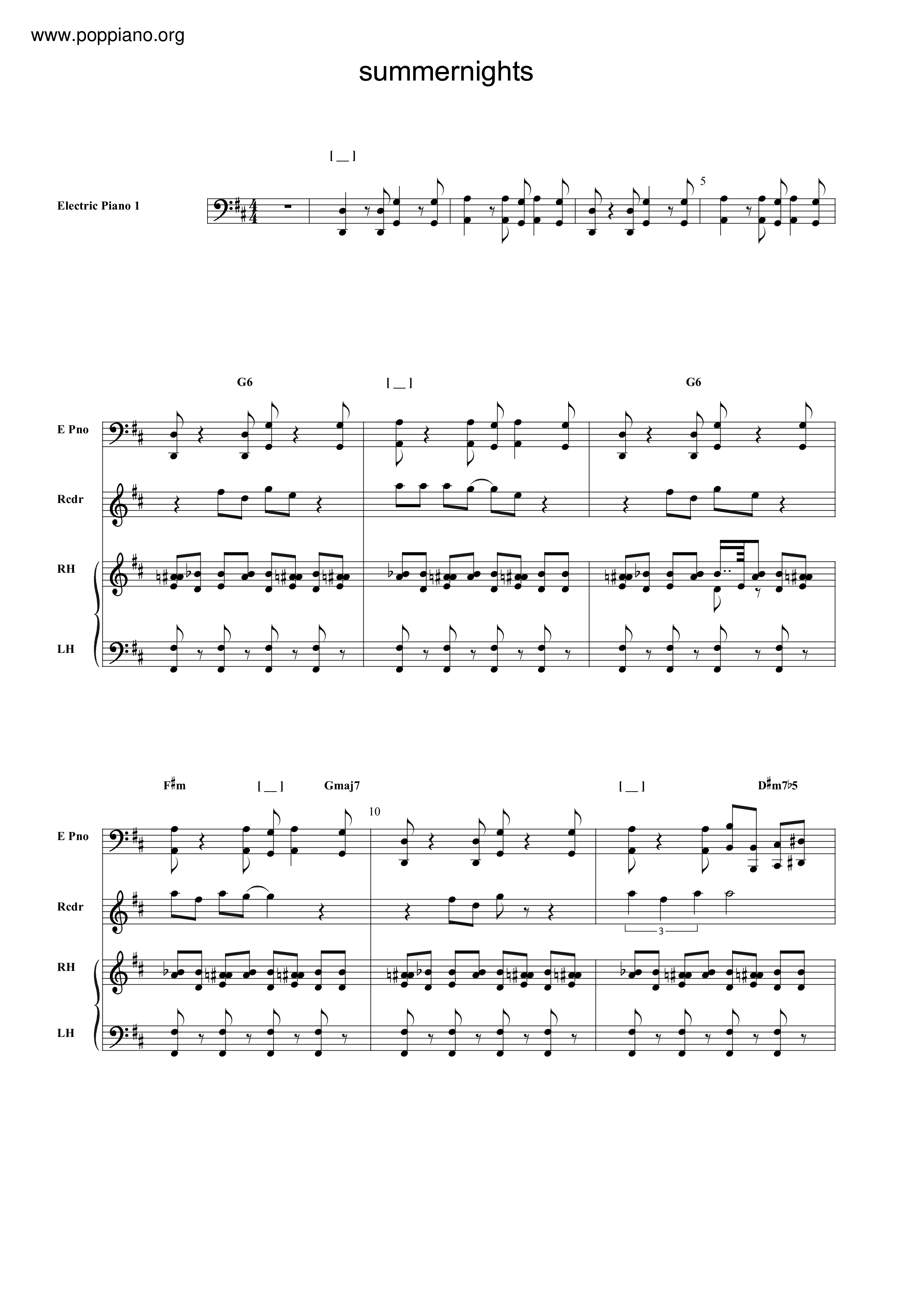 GreaseSummer Nights From "Grease" Sheet Music pdf, Free Score
