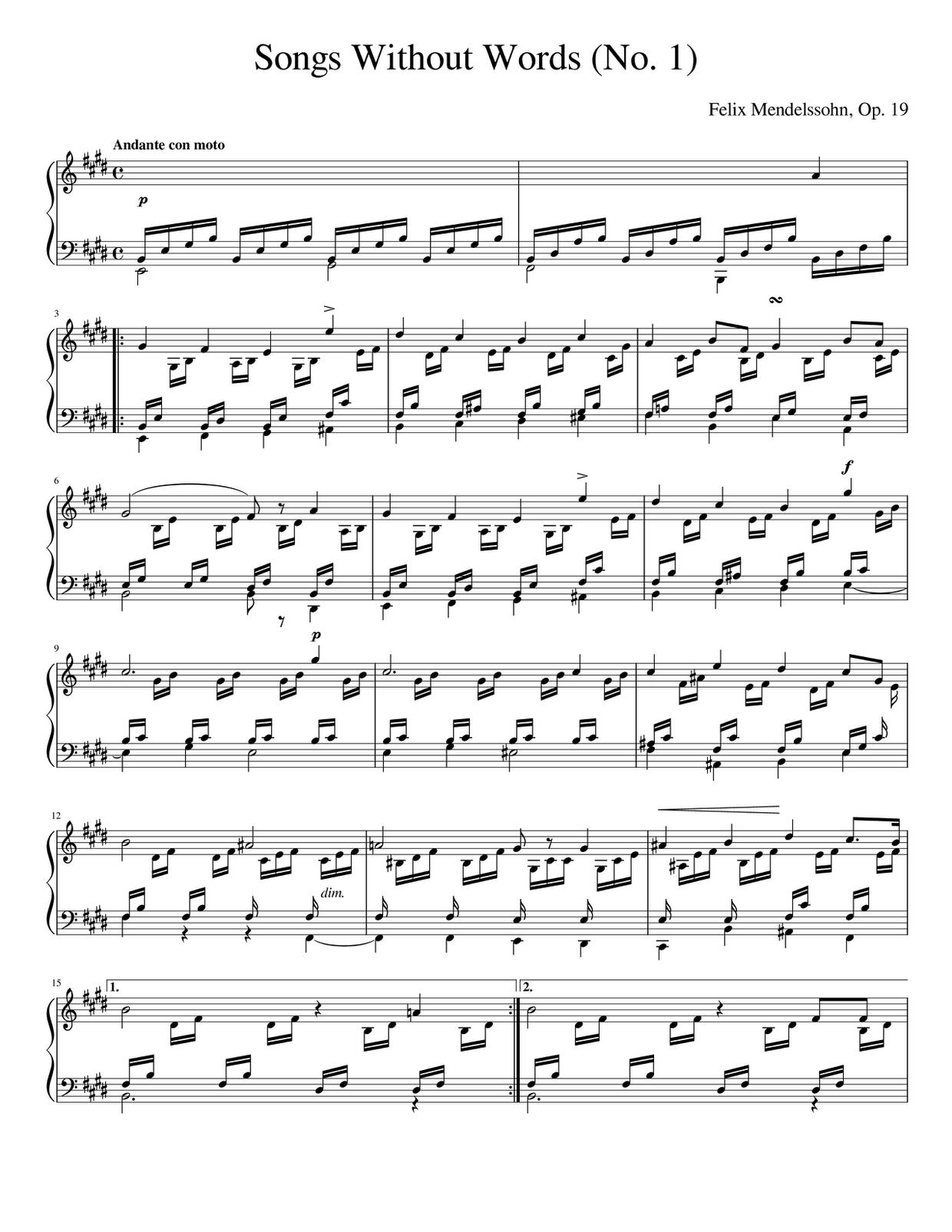 MendelssohnLieder ohne Worte, Op. 19, No. 1 Sheet Music pdf, Free Score Download ★ MendelssohnLieder ohne Worte, Op. 19, No. 1 Sheet Music pdf, Free Score Download ★