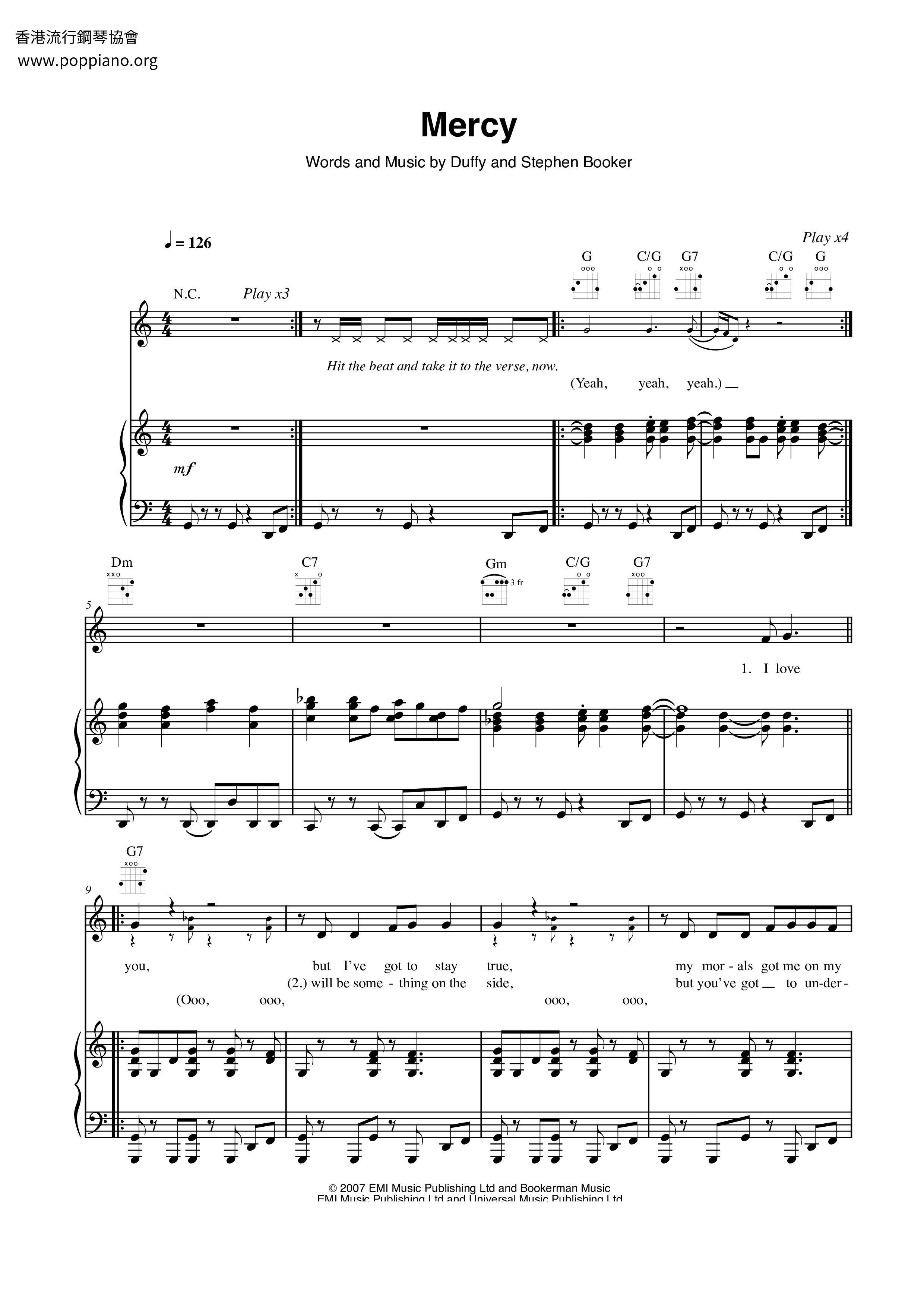DuffyMercy Sheet Music pdf, Free Score Download ★