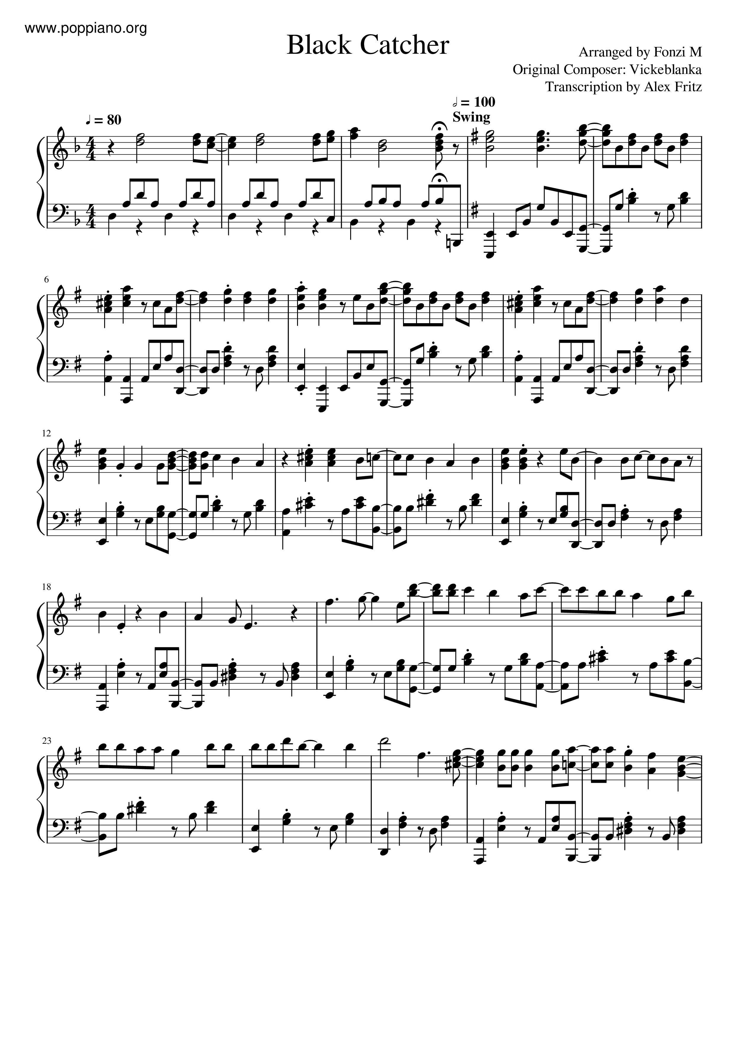 Black Clover OP - Black Catcher琴譜