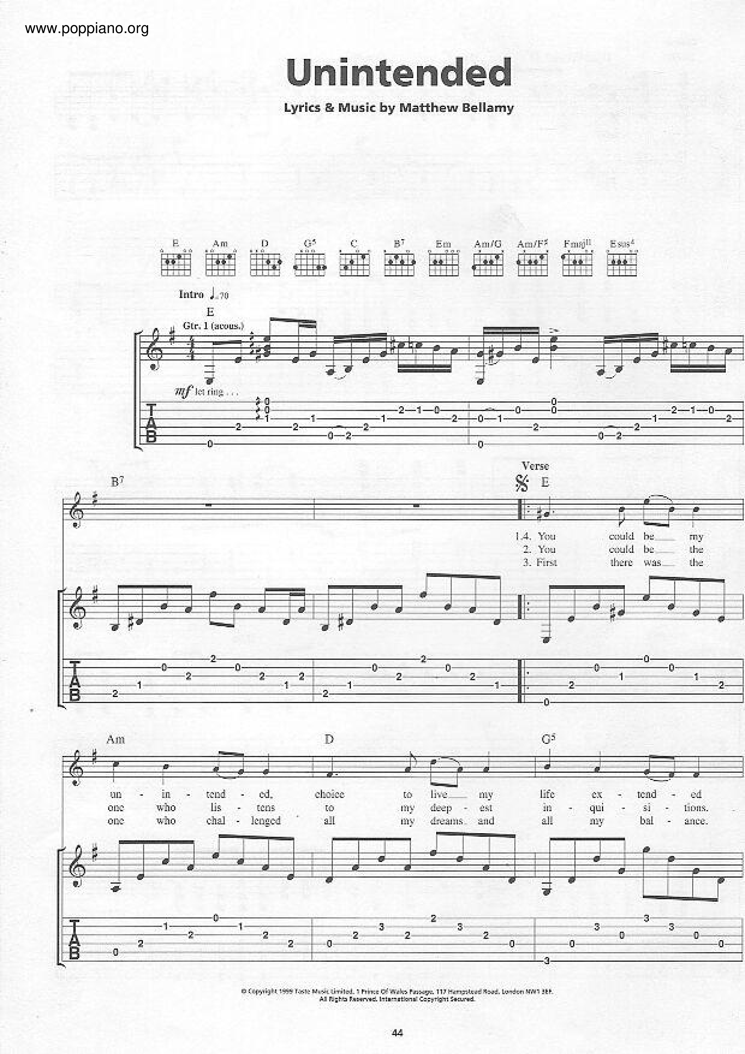 MuseUnintended 琴譜pdf香港流行鋼琴協會琴譜下載 ★