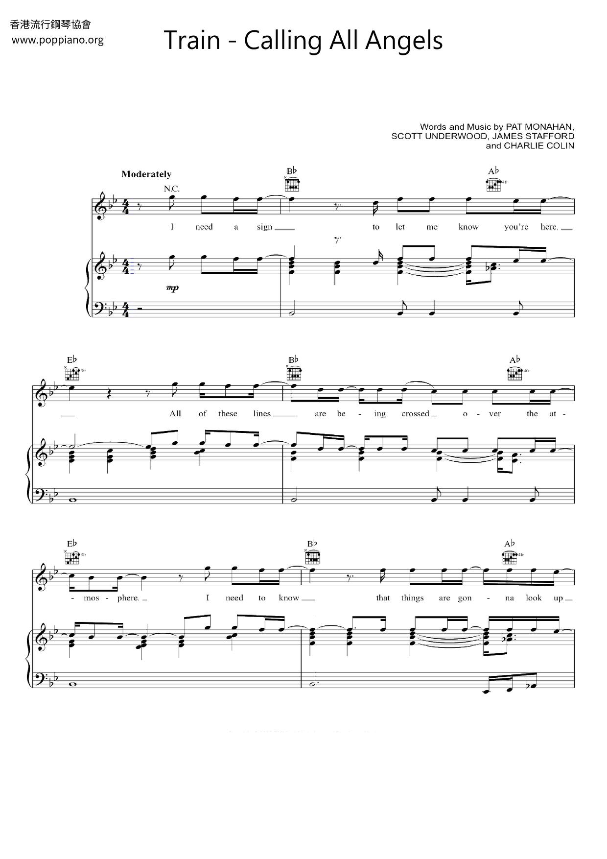 TrainCalling All Angels Sheet Music pdf, Free Score Download ★