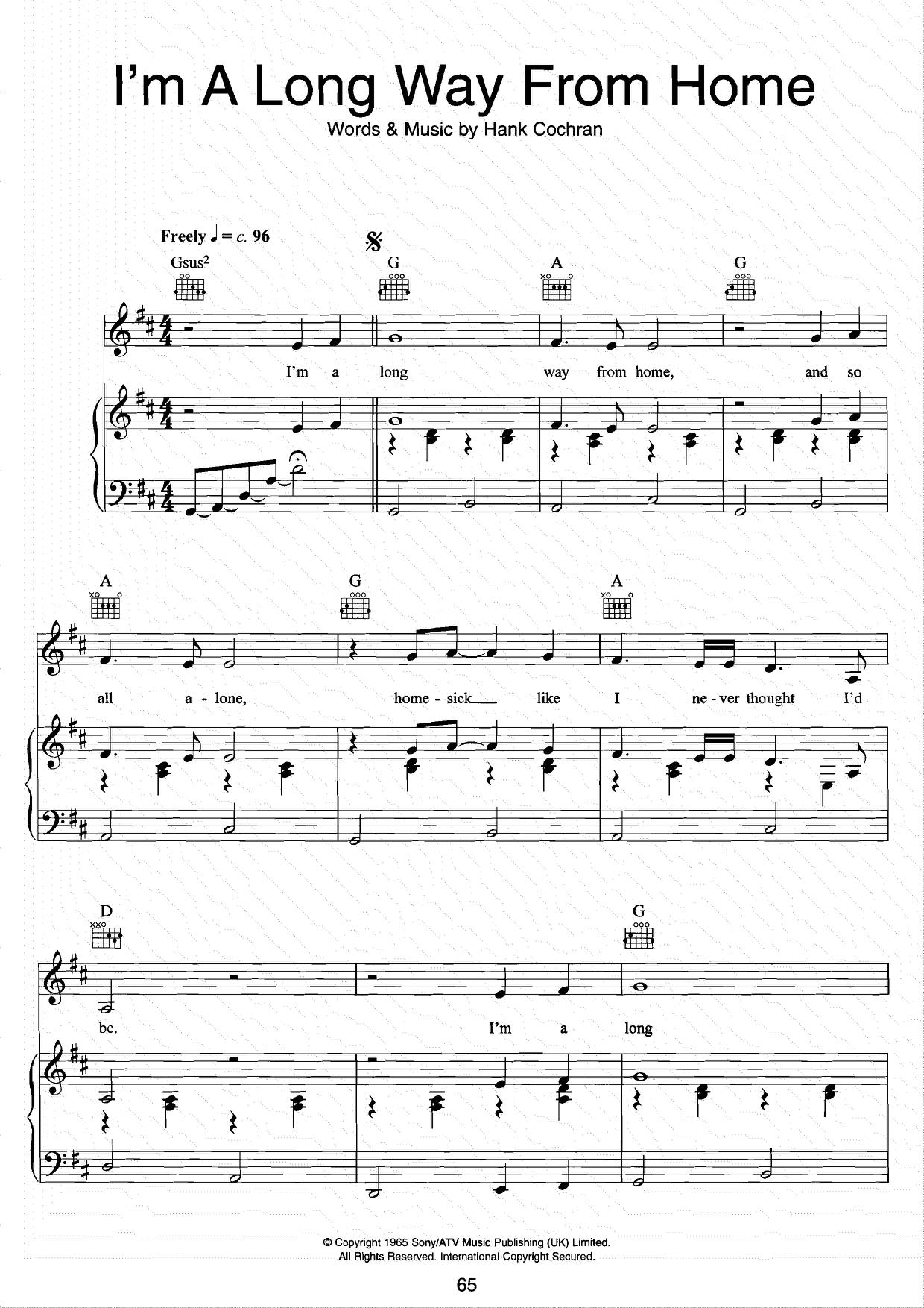 I'm A Long Way From Home琴譜
