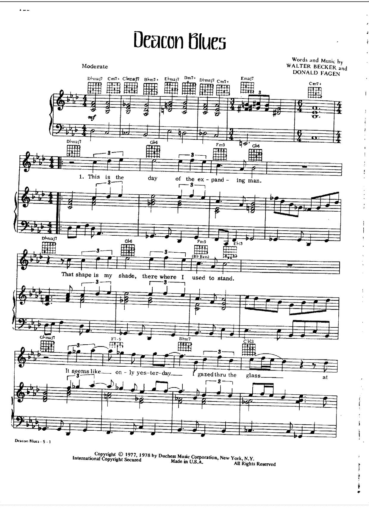 Steely DanDeacon Blues Sheet Music pdf, Free Score Download ★