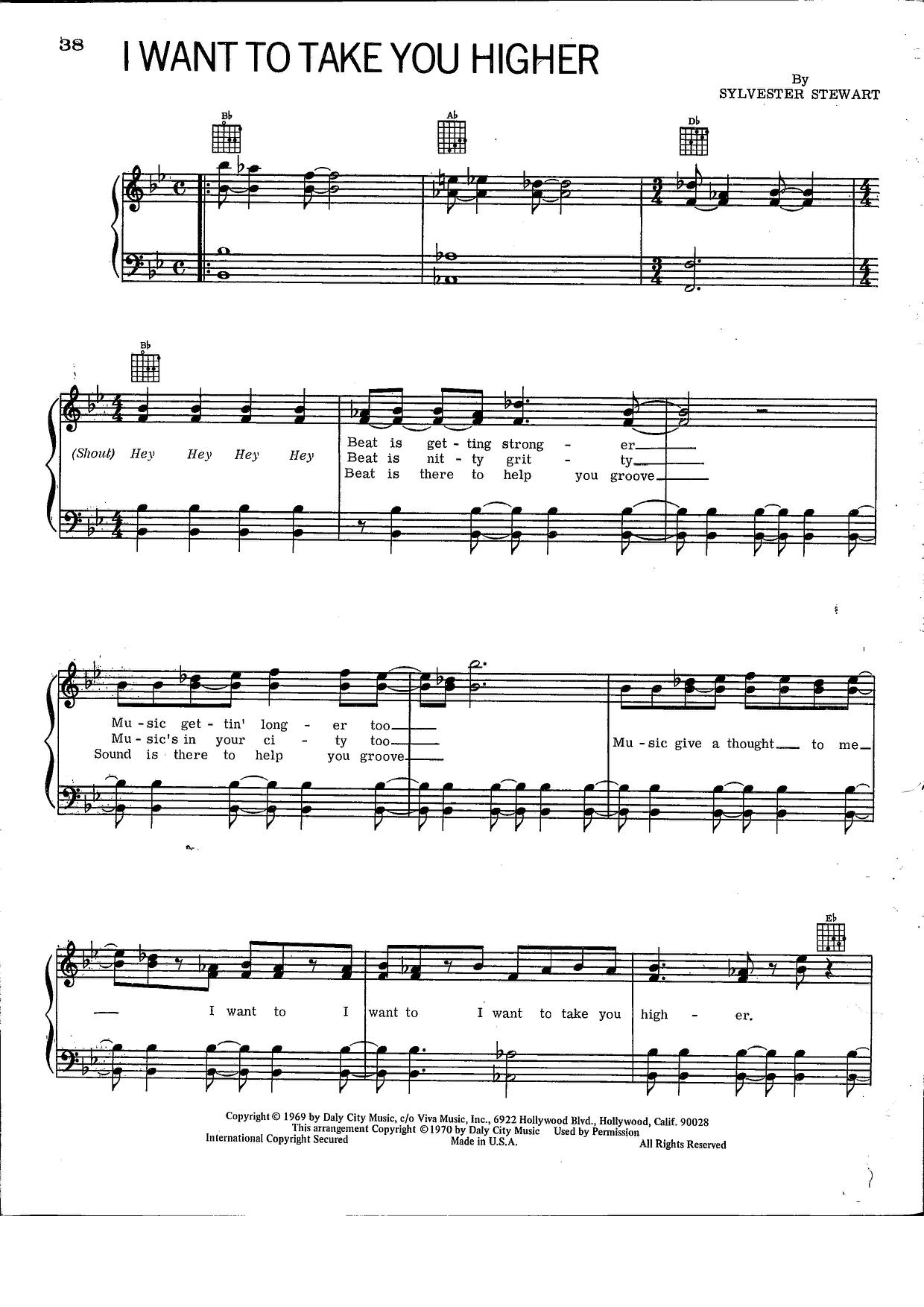 i want to take you higher Sheet Music Piano Score Free PDF Download